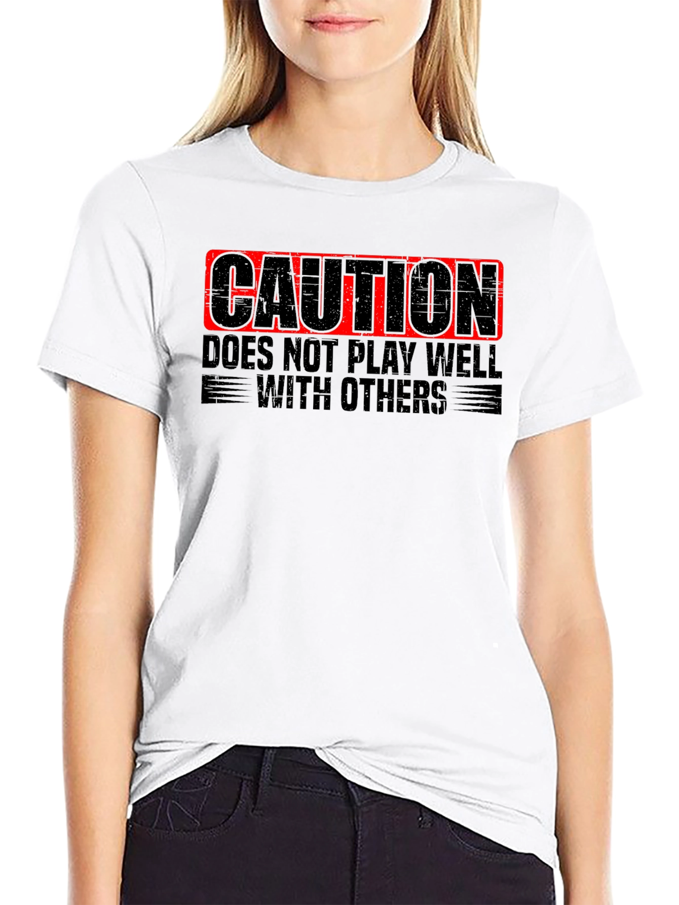 Black Caution: Doesn't Play Well with Others - Novelty T-Shirt view 9