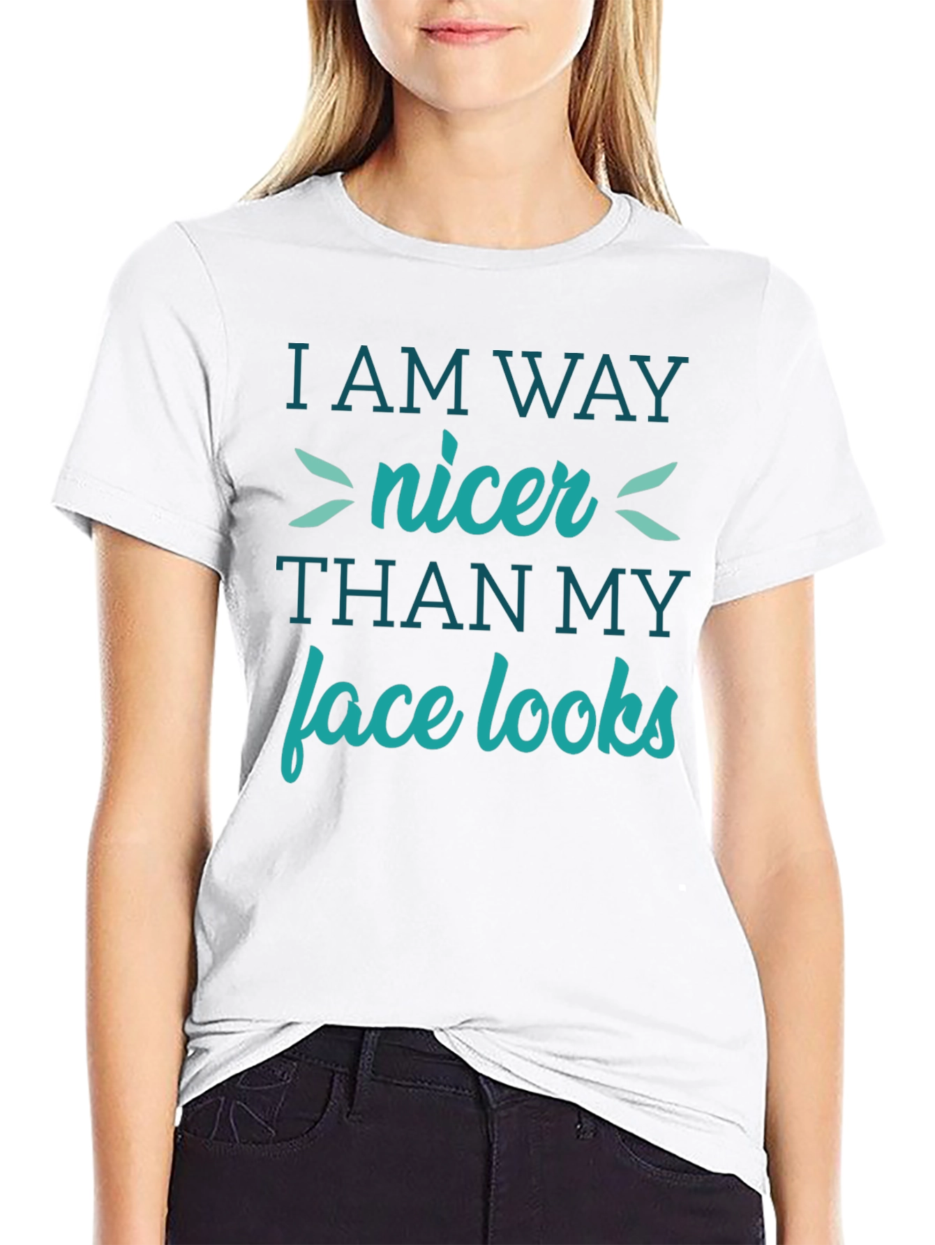 Black Funny Graphic Tee - I Am Way Nicer Than My Face Looks view 9