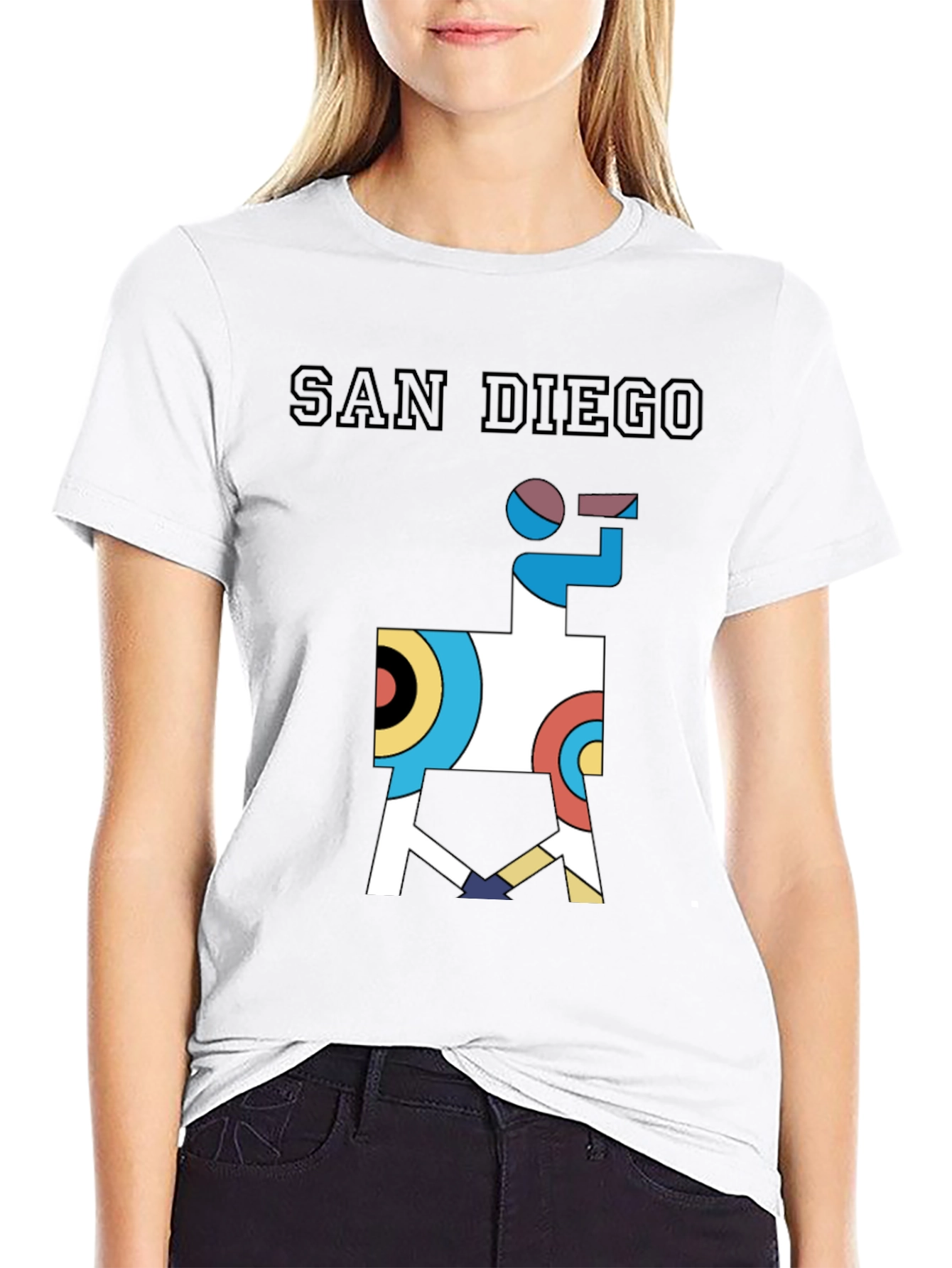 Black San Diego Graphic Tee - Abstract Geometric Llama Shirt view 9