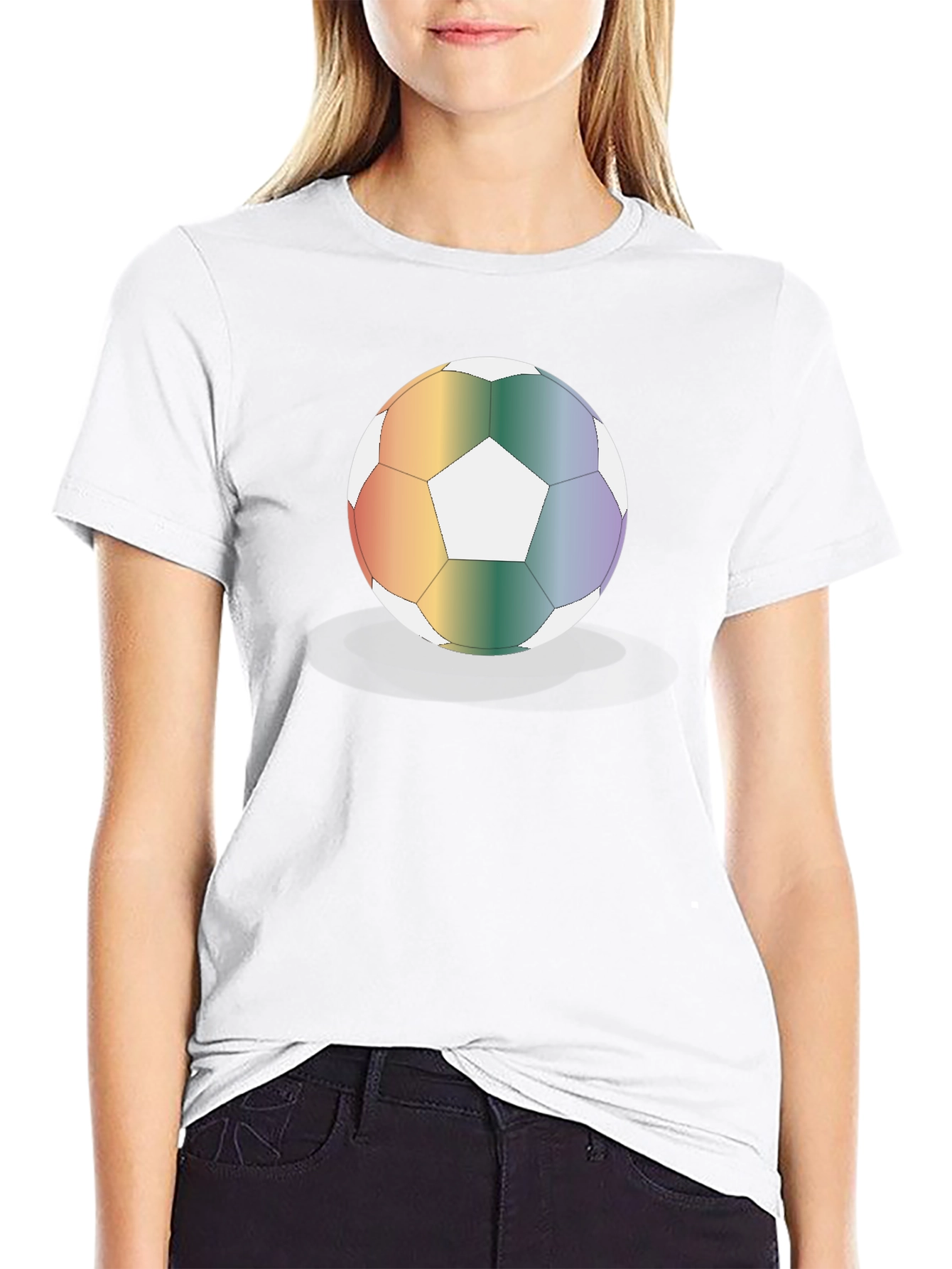 Black Rainbow Soccer Ball Graphic Tee - Stylish & Unique view 9