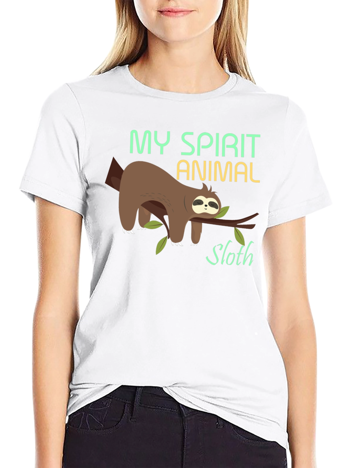 Black My Spirit Animal Sloth T-Shirt - Funny Lazy Tee view 9