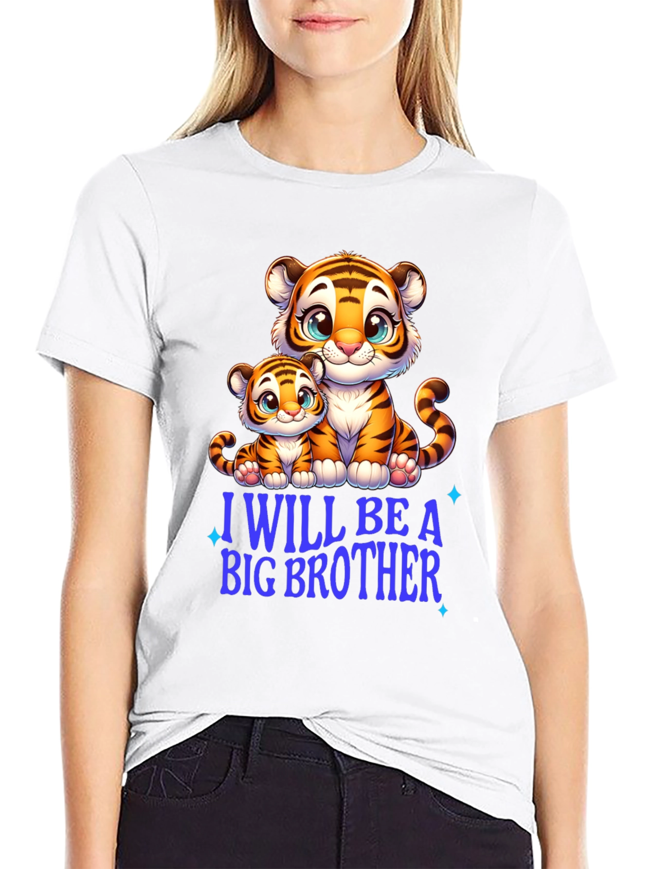 Black I Will Be A Big Brother Tiger Tee view 9