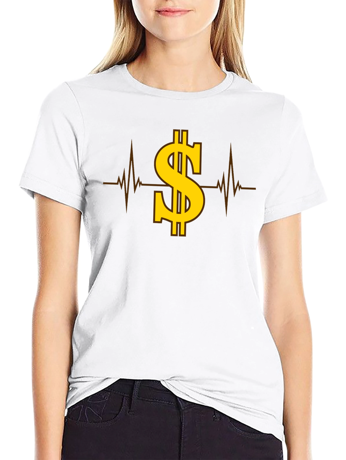 Black Dollar Heartbeat T-Shirt - Stylish Graphic Tee for Men view 9