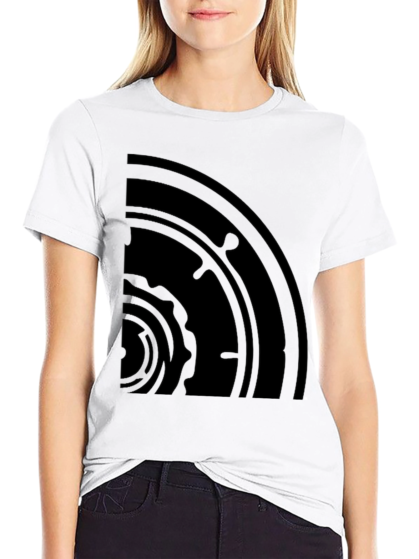 Black Abstract Graphic Black T-Shirt view 9