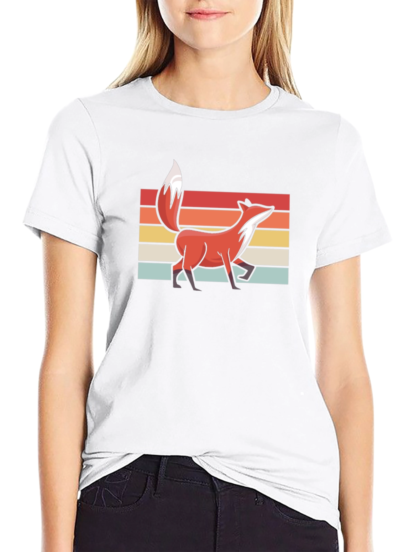Black Retro Fox Graphic Tee - Stylish Black T-Shirt view 9