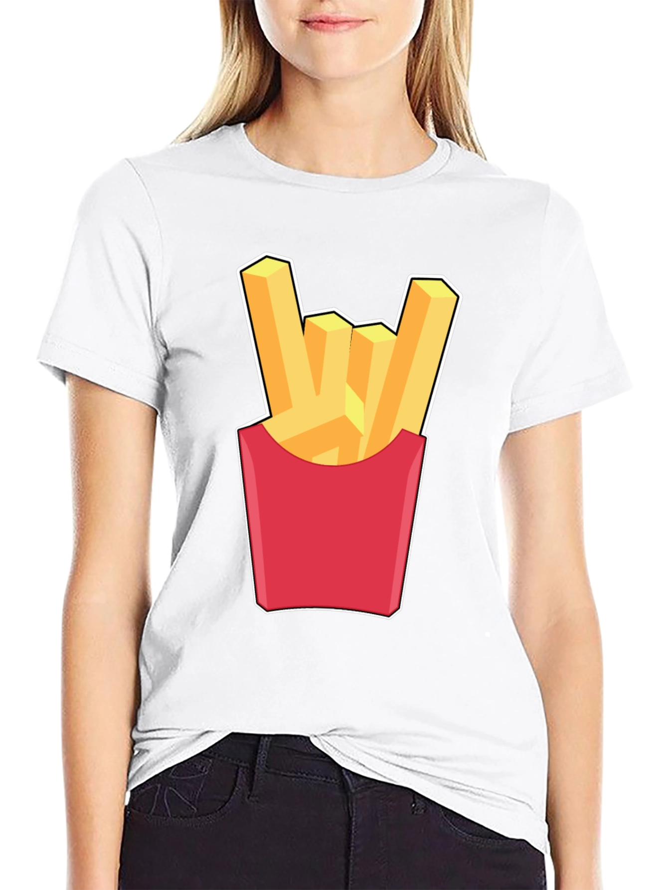 Black French Fries Rock On Graphic T-Shirt - Black view 9