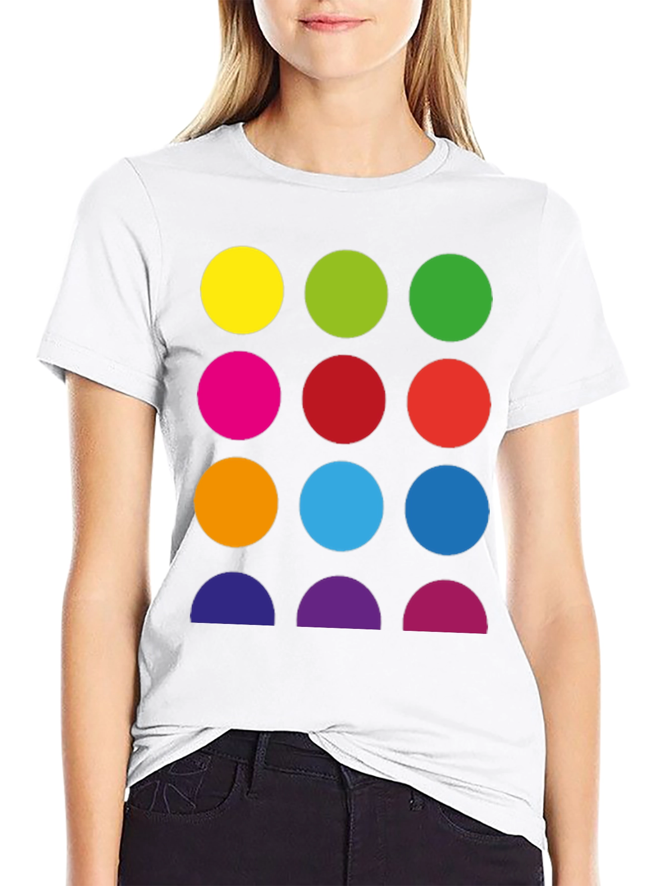 Black Colorful Circles Graphic Black Tee - Modern Art Shirt view 9