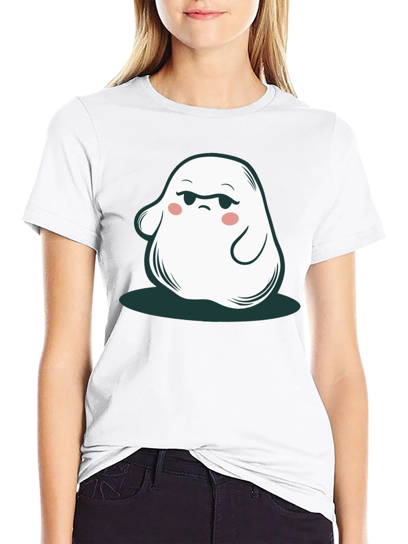 Black Funny Ghost Graphic Tee - Cute Spooky Season Shirt view 9