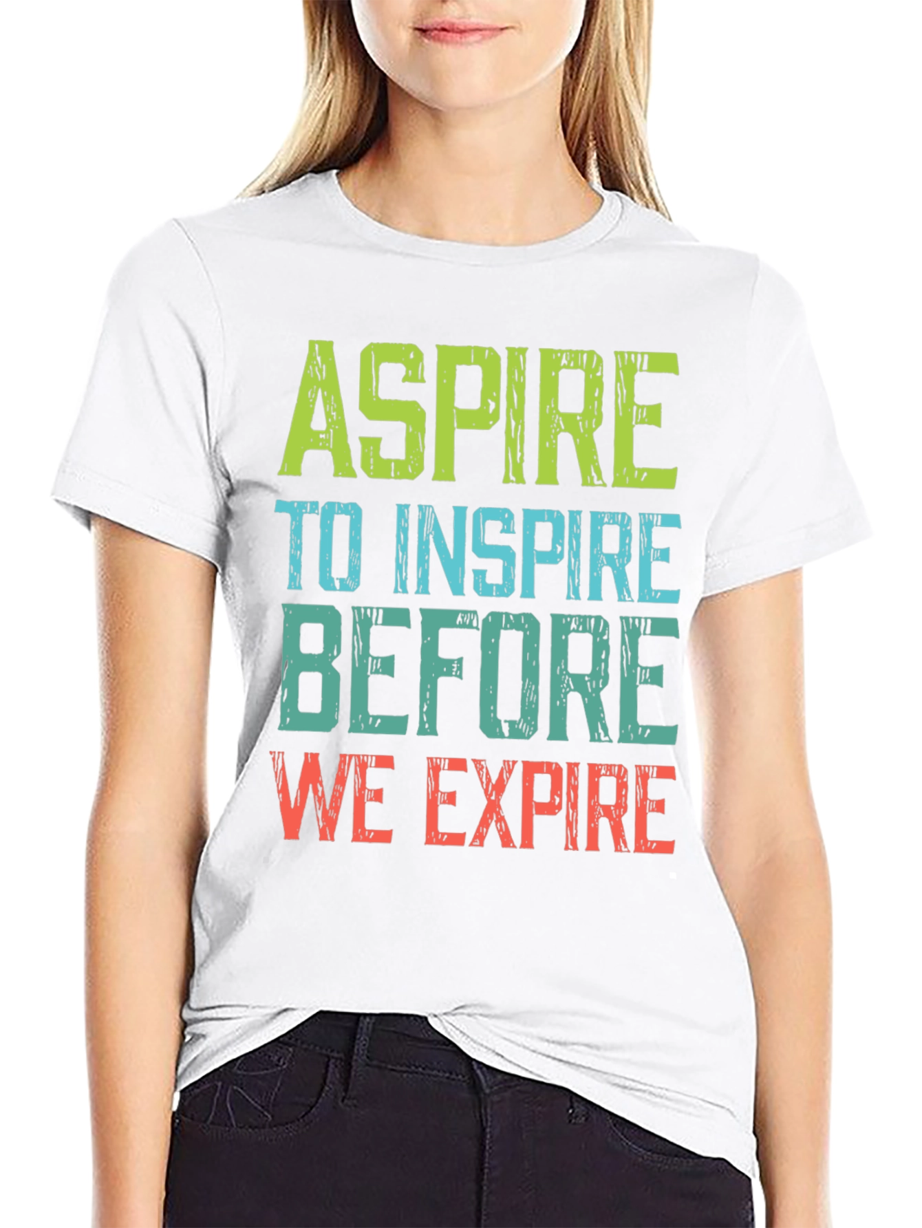 Black Aspire to Inspire Graphic Tee - Motivational T-Shirt view 9
