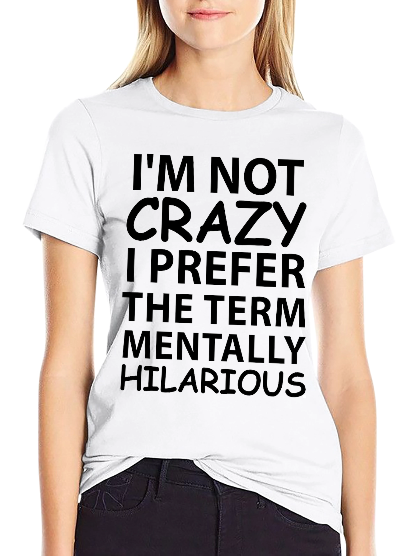 Black Funny "I'm Not Crazy" Graphic Tee view 9