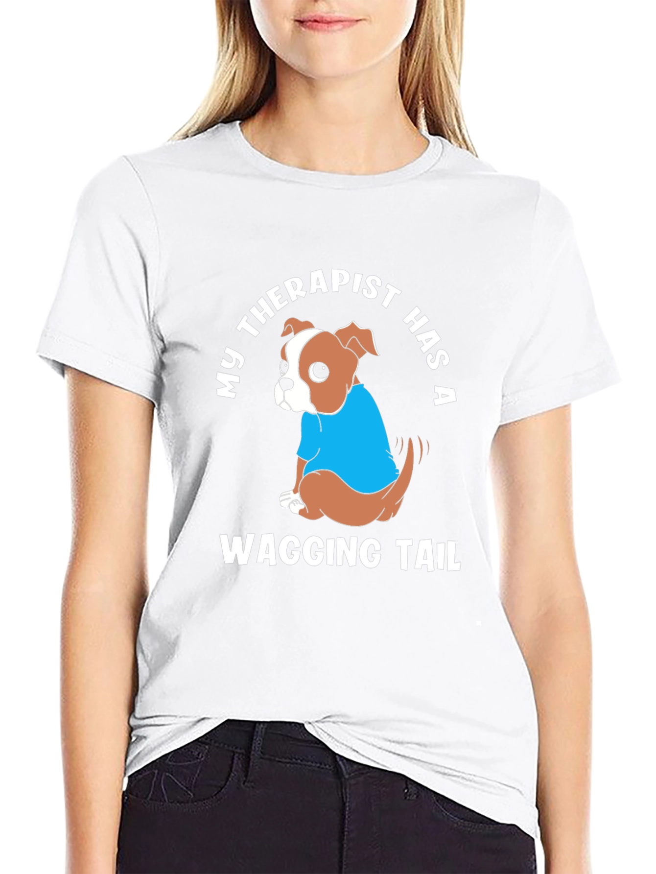 Black Dog Therapist T-Shirt: Wagging Tail Design, Cute Tee view 9