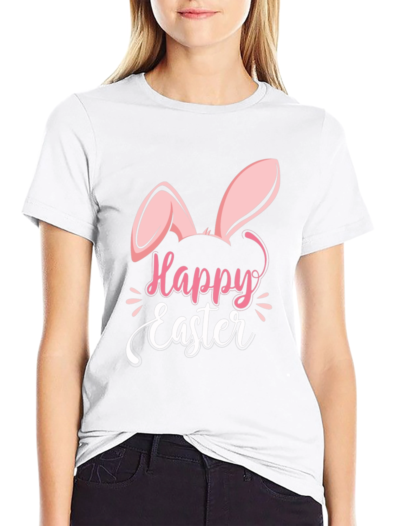 Black Happy Easter Bunny Ears T-Shirt view 9