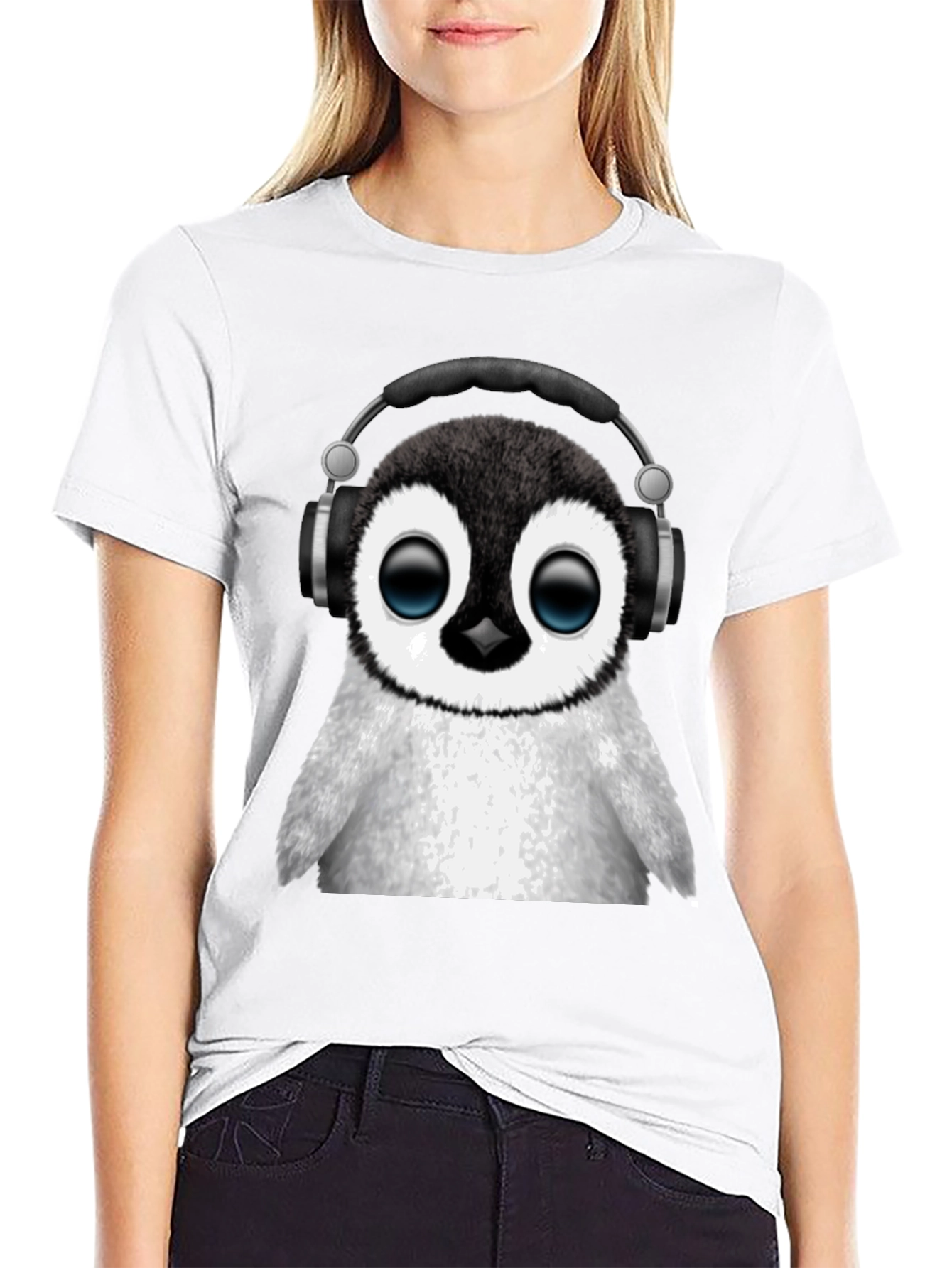 Black Penguin Headphone Graphic Tee view 9