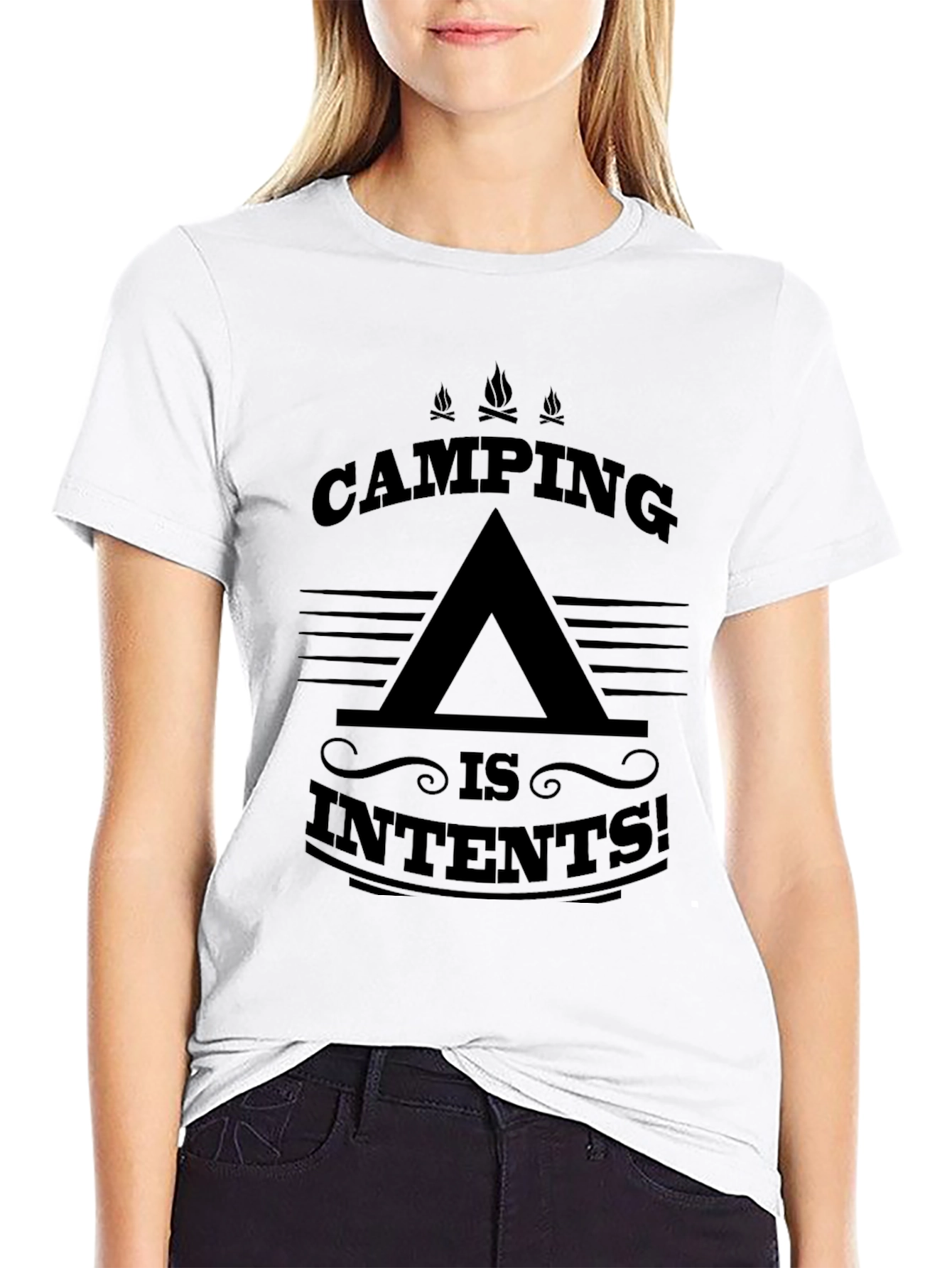 Camping is Intents! Men's Black Graphic T-Shirt - 9
