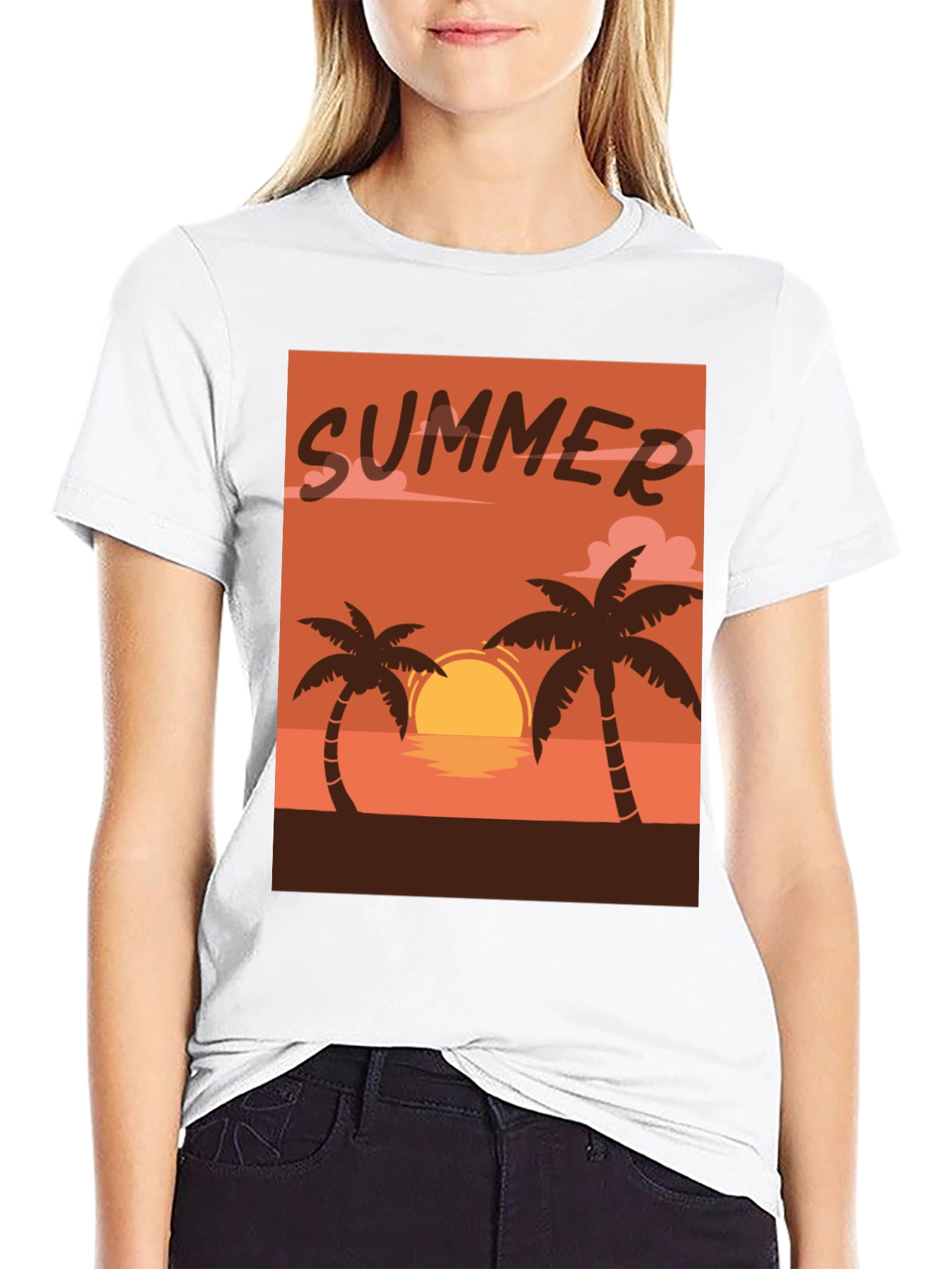 Black Summer Sunset Palm Tree T-Shirt view 9