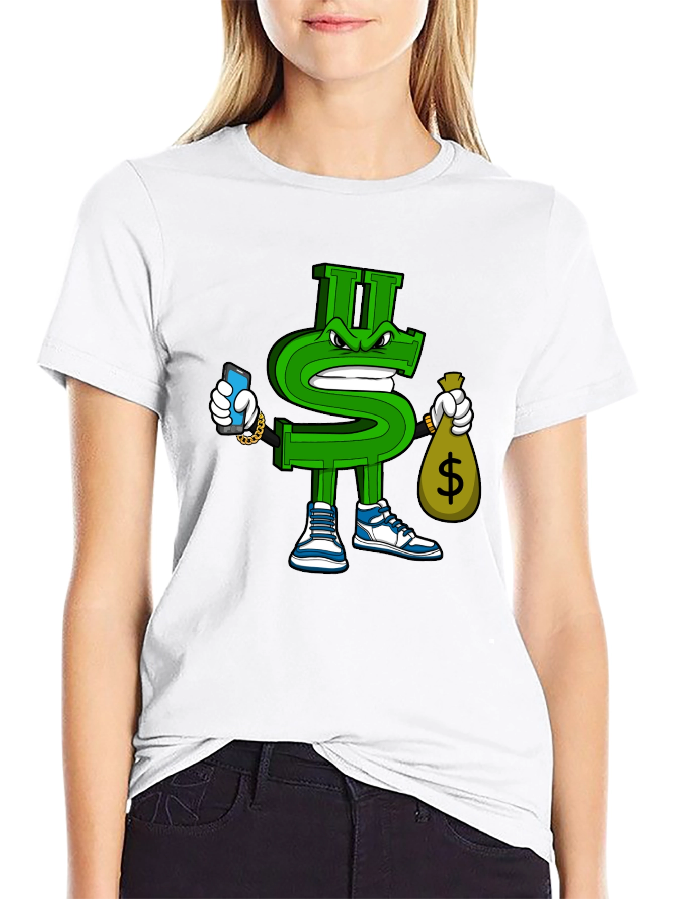 Black Dollar Sign Graphic T-Shirt - Streetwear Style view 9