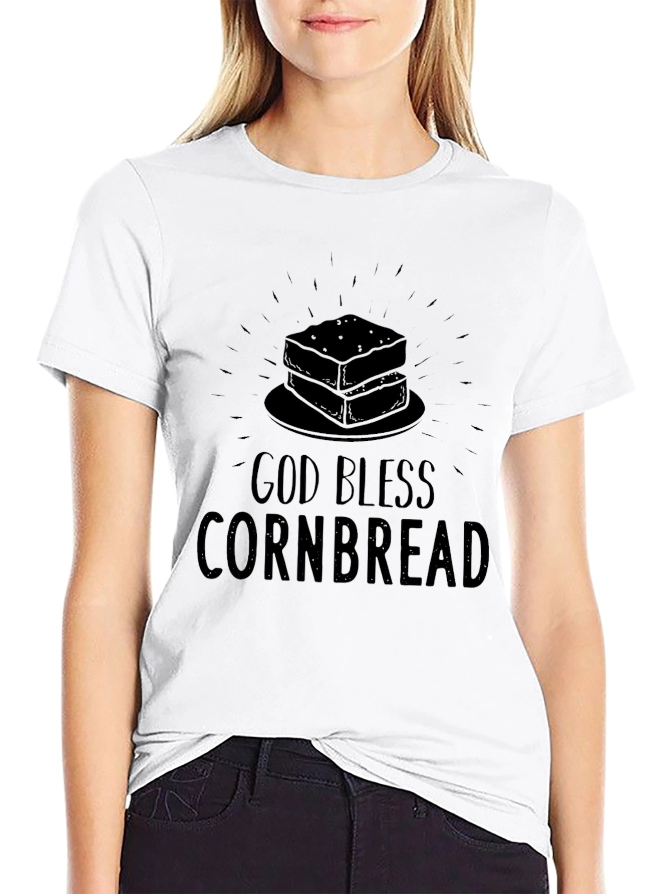 Black God Bless Cornbread T-Shirt - Funny Foodie Tee view 9