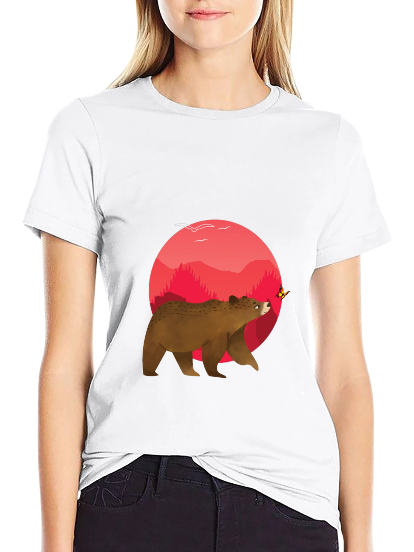 Black Bear & Butterfly Graphic Tee - Black T-Shirt view 9