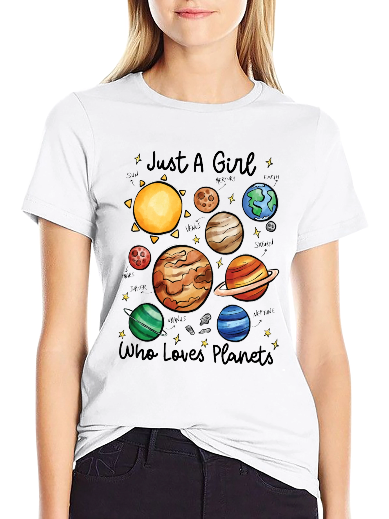 Girl Who Loves Planets T-Shirt - Space Lover Tee - 9