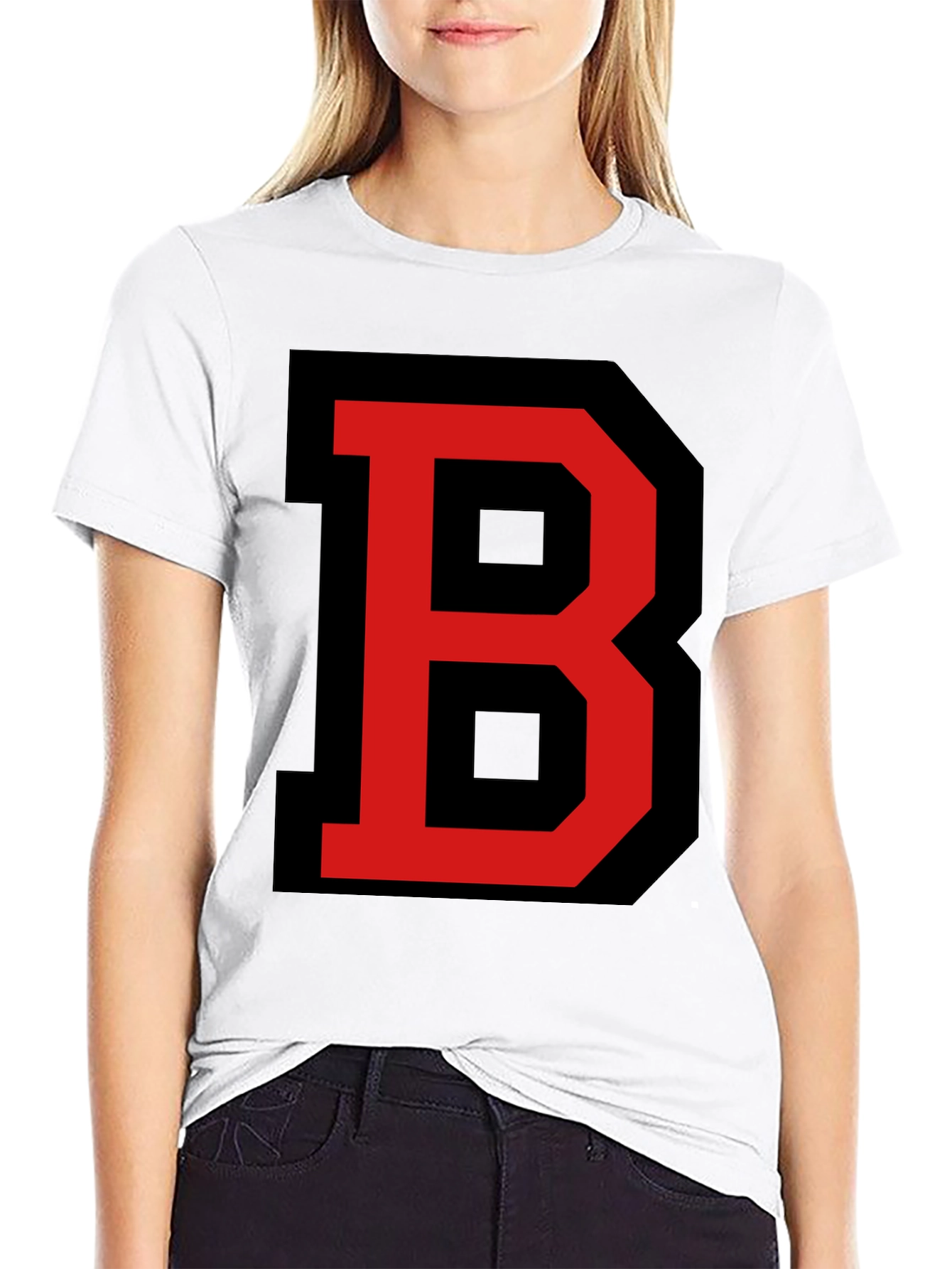 Black Bold Letter B Graphic Tee - Black view 9