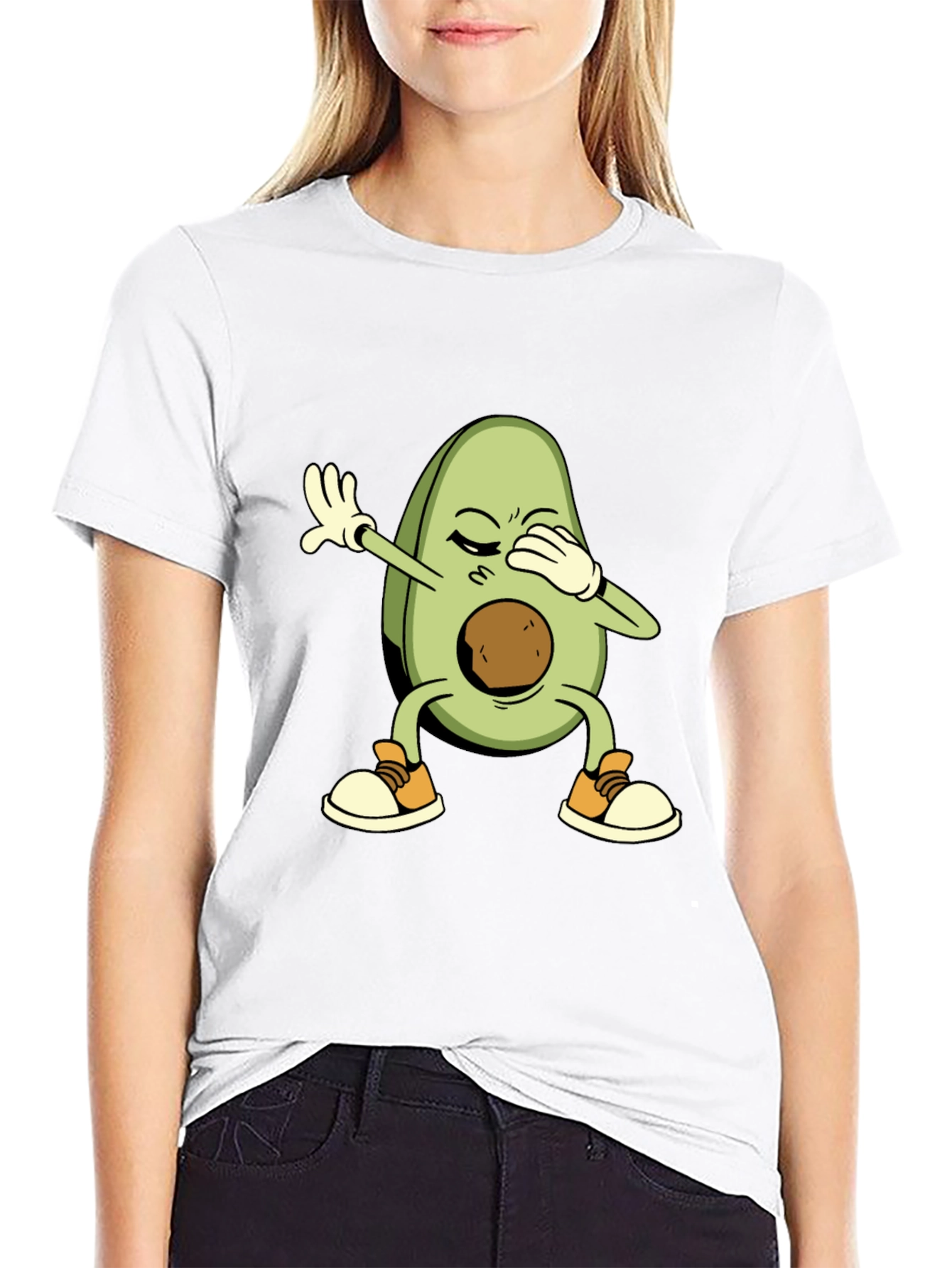 Black Dabbing Avocado Graphic T-Shirt view 9