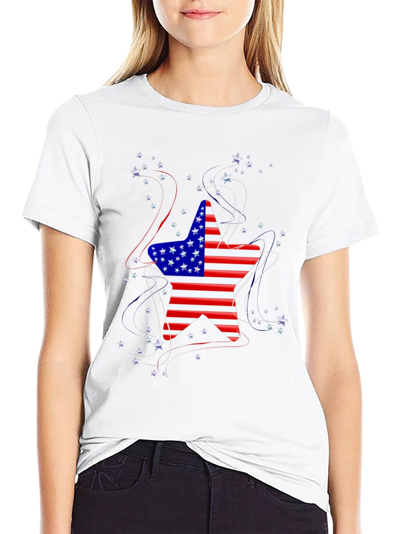 American Flag Star Graphic T-Shirt - 9