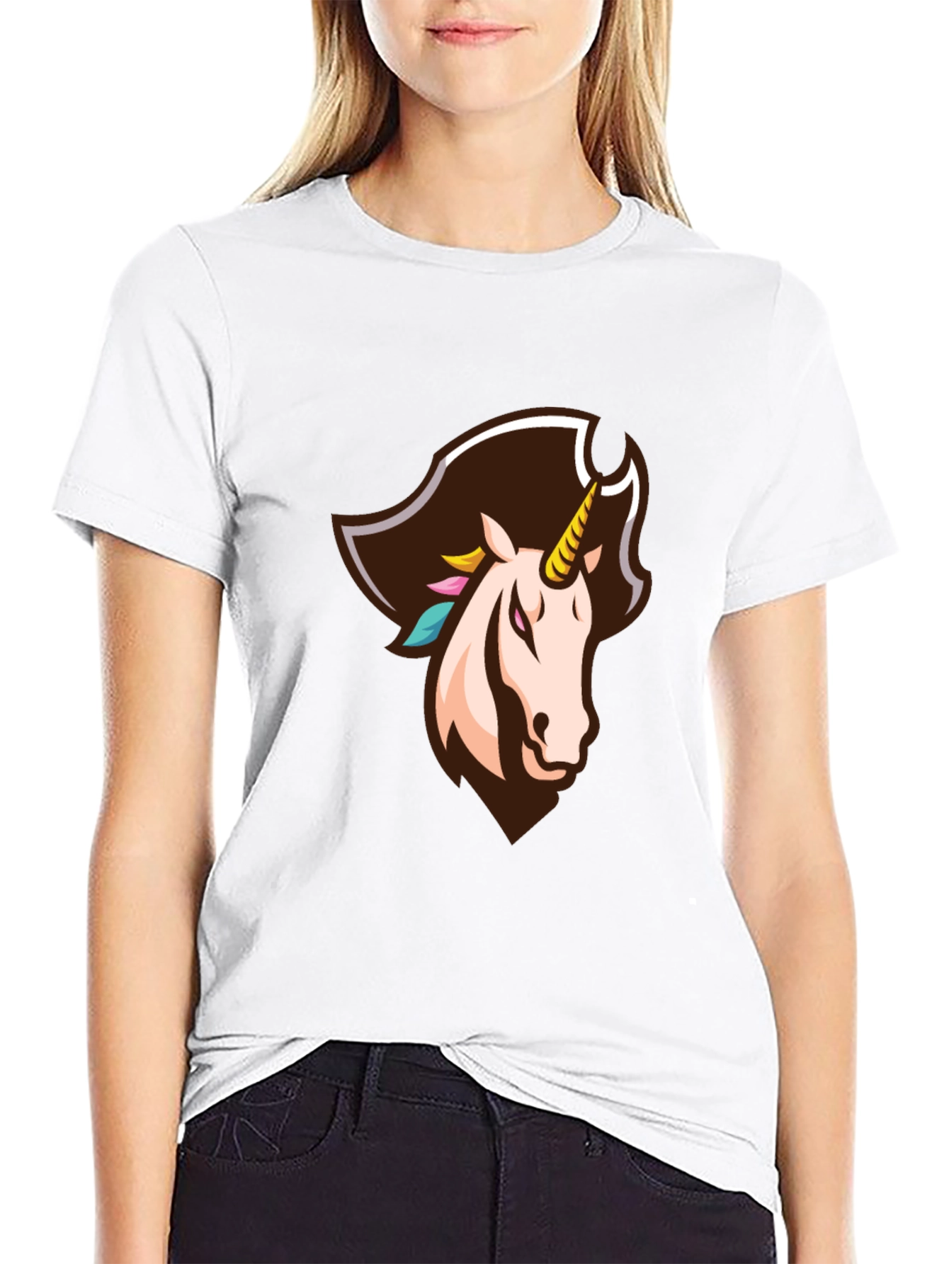 Black Pirate Unicorn Graphic Tee - Black Cotton T-Shirt view 9