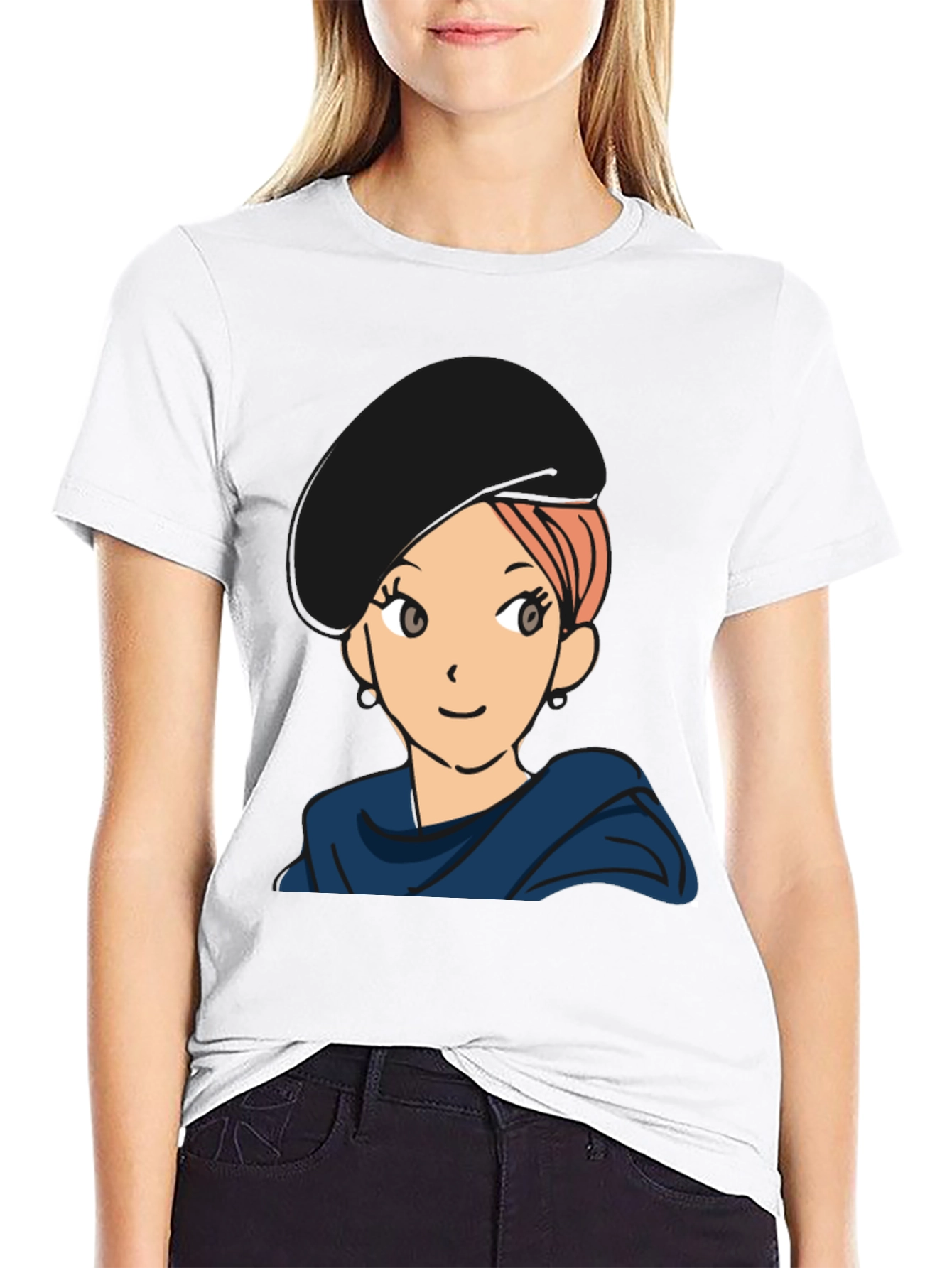 Black Anime Girl Graphic T-Shirt - Casual Black Tee view 9