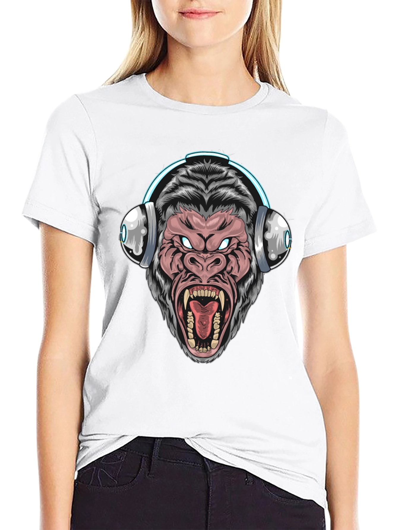 Black Cool Gorilla DJ T-Shirt - Black view 9
