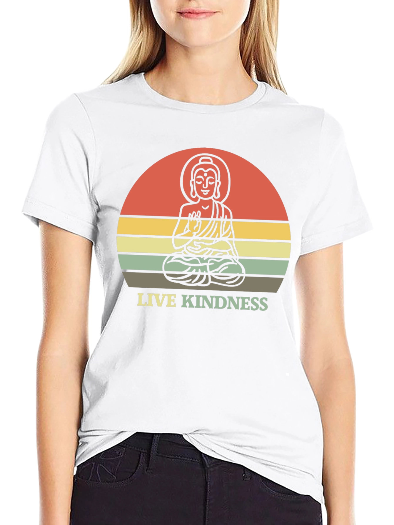 Black Live Kindness Buddha Graphic T-Shirt view 9