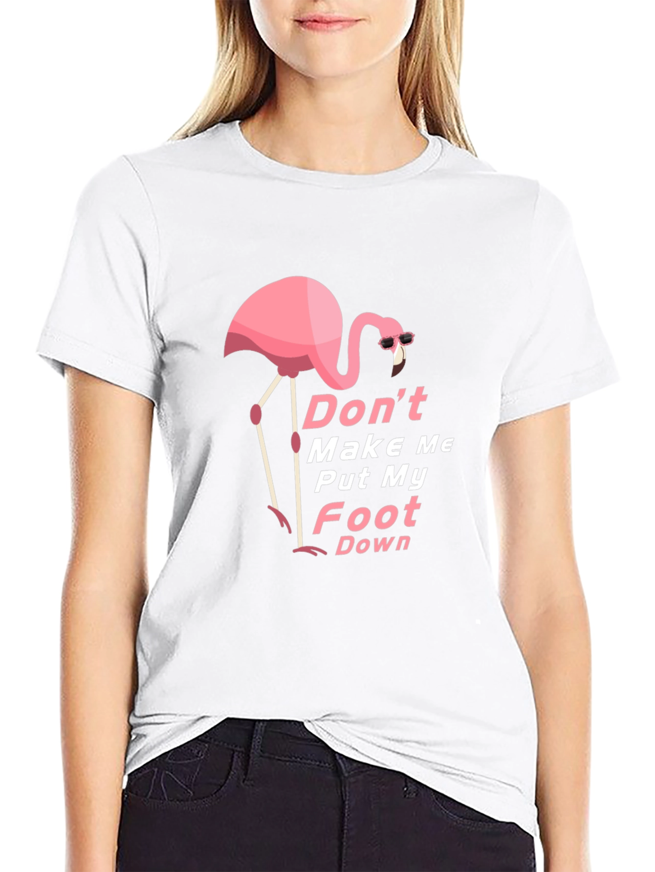 Black Funny Flamingo Graphic Tee - Don't Make Me Put My Foot Down view 9