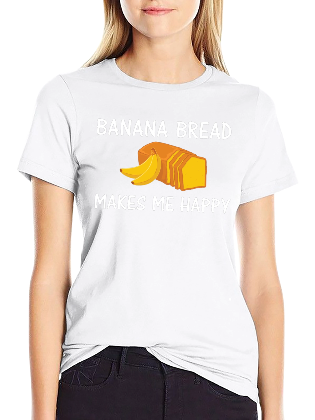Black Banana Bread Makes Me Happy T-Shirt view 9