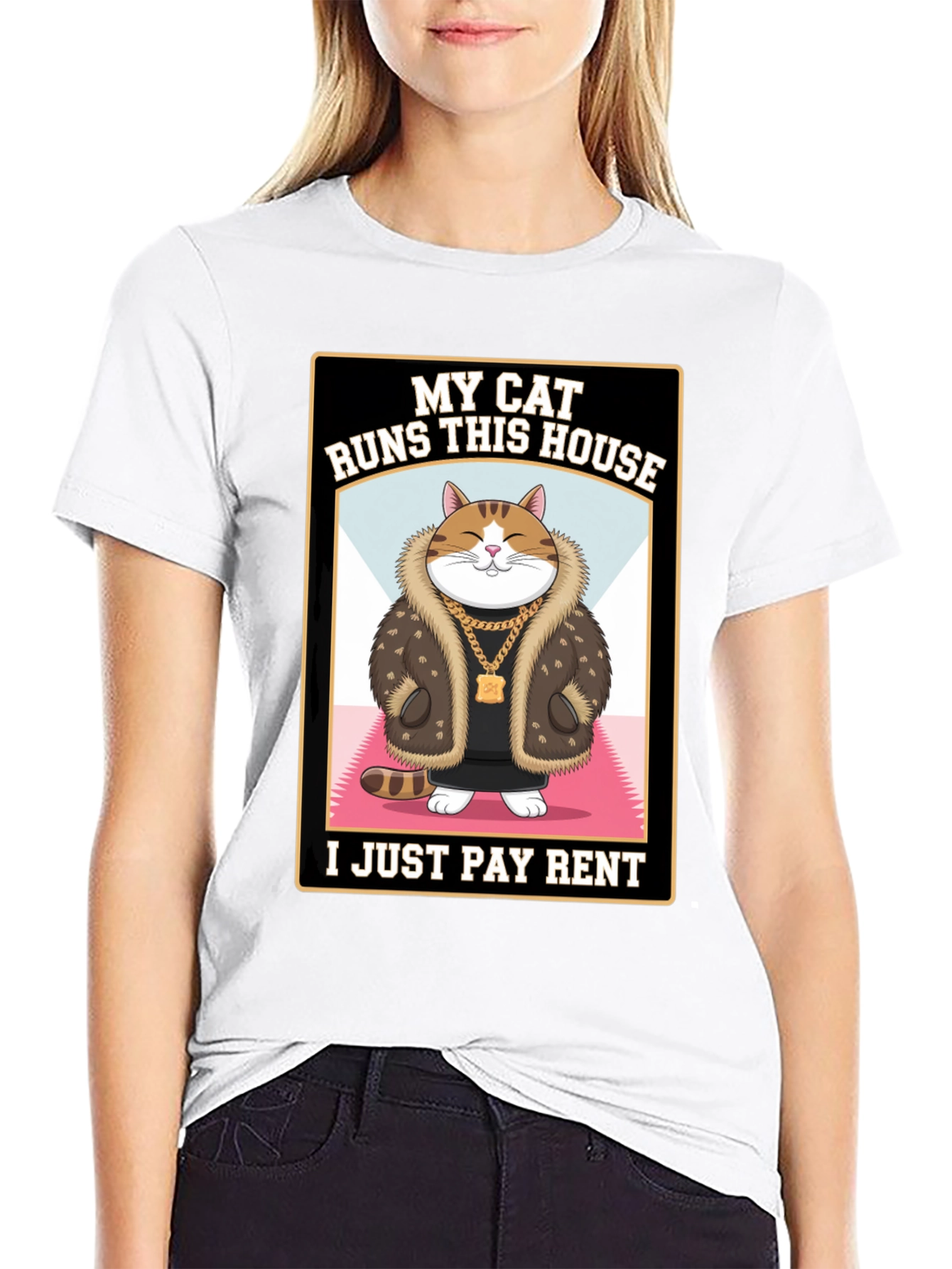 Black My Cat Runs This House T-Shirt Funny Cat Lover view 9