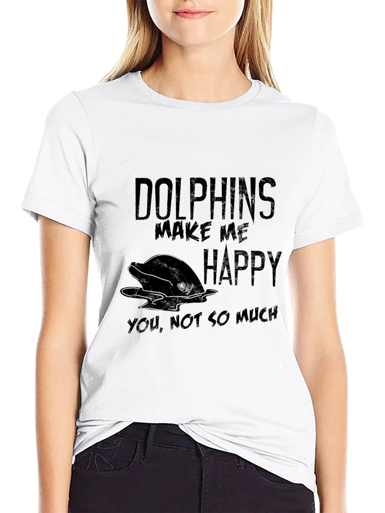 Black Dolphin Lover Black T-Shirt - Makes Me Happy view 9