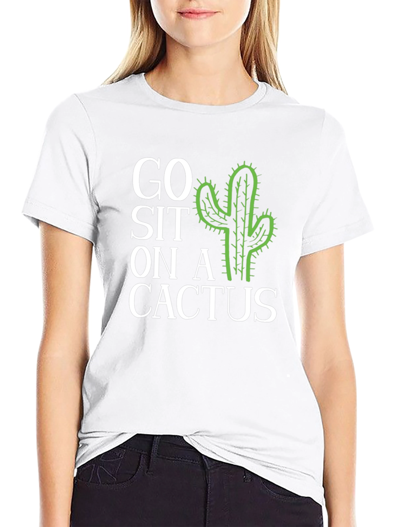 Black Go Sit on a Cactus Graphic T-Shirt view 9