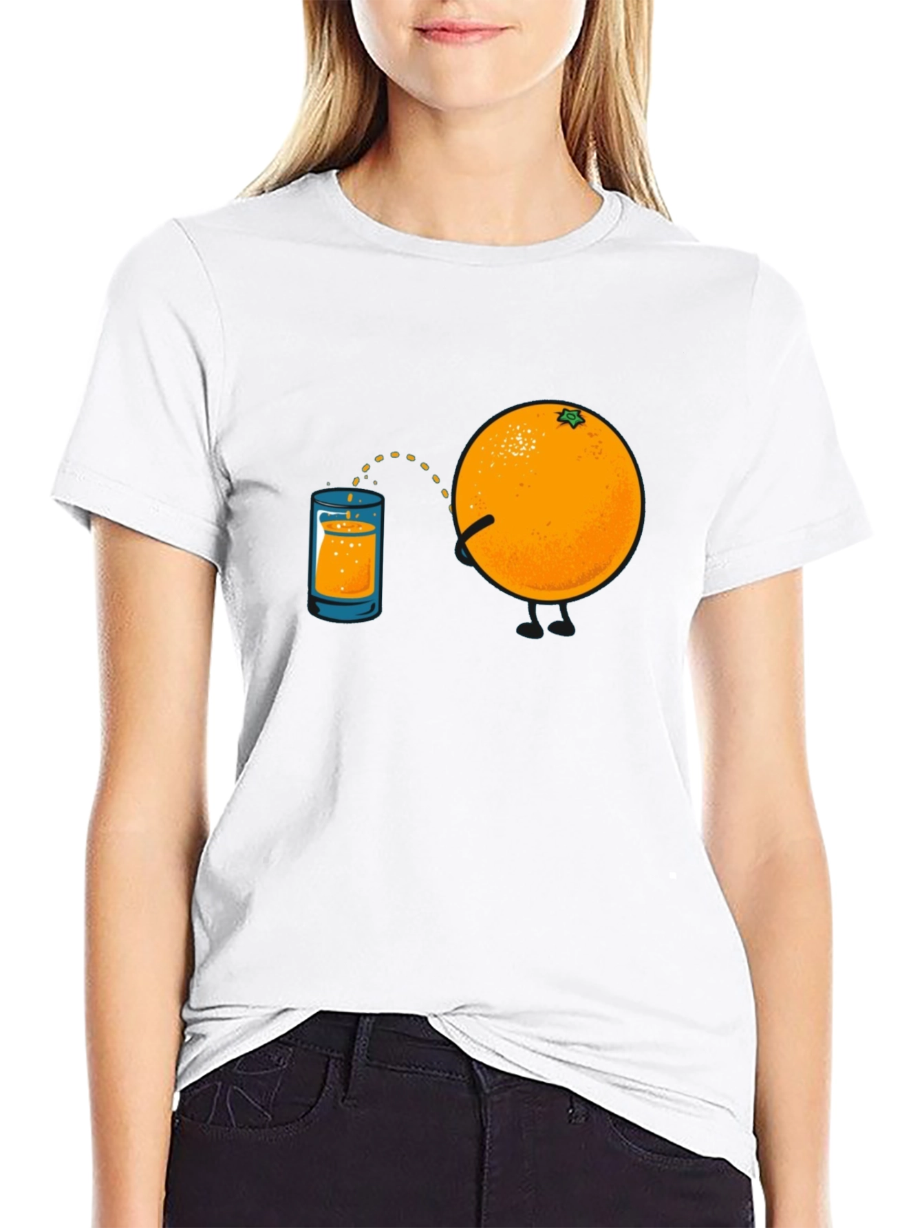 Black Funny Orange Juice Graphic Tee view 9