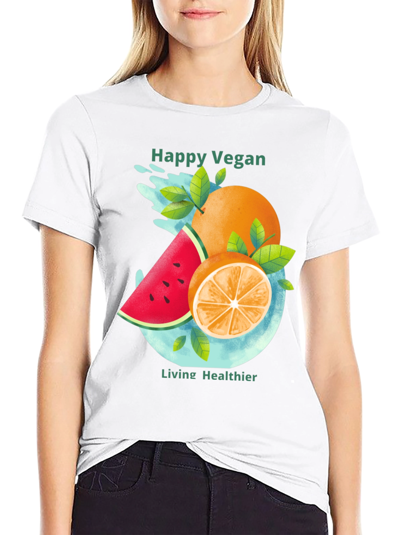 Black Happy Vegan T-Shirt: Healthy Lifestyle Apparel view 9