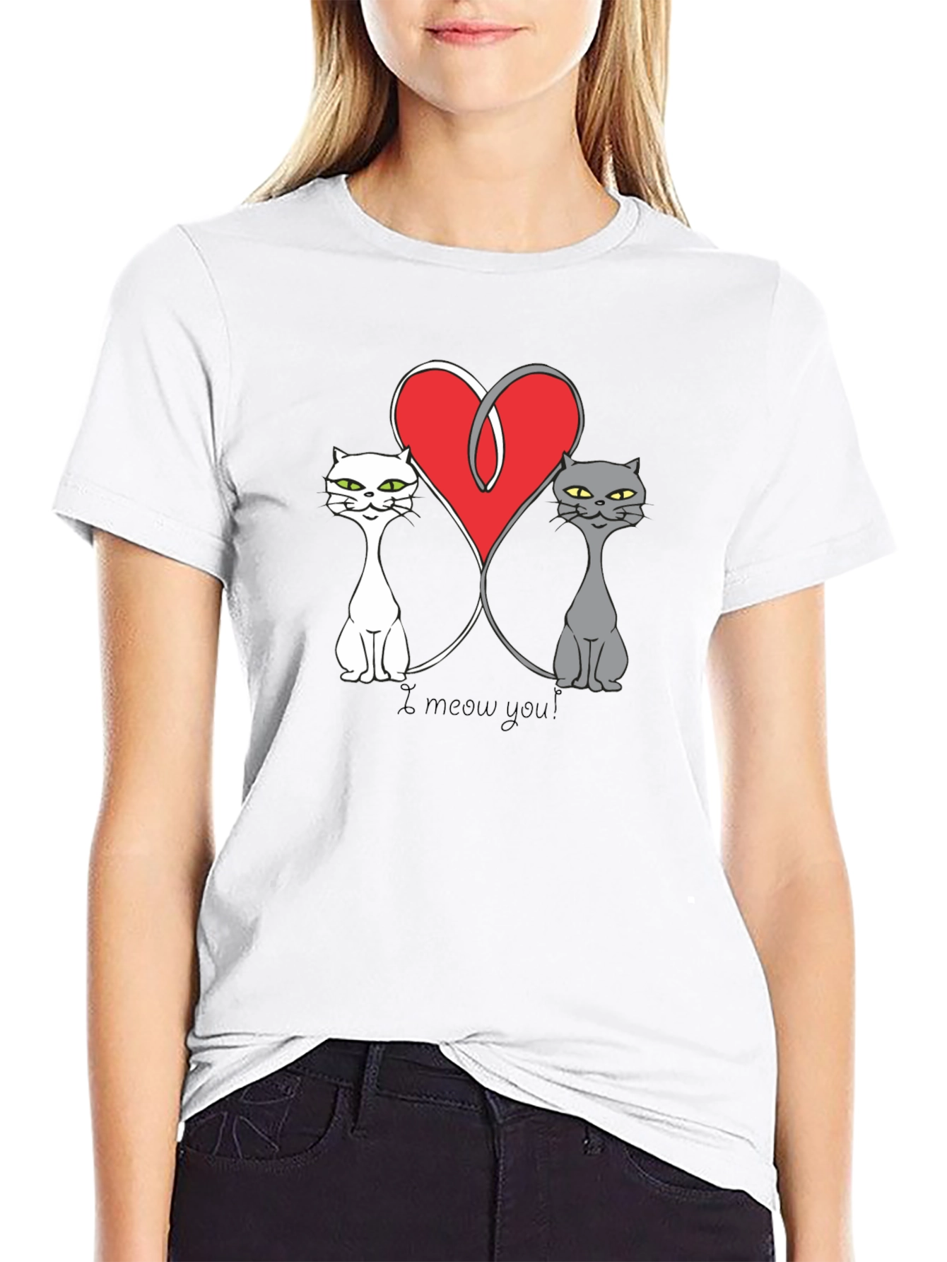 Black I Meow You Cat Lover Graphic Tee view 9