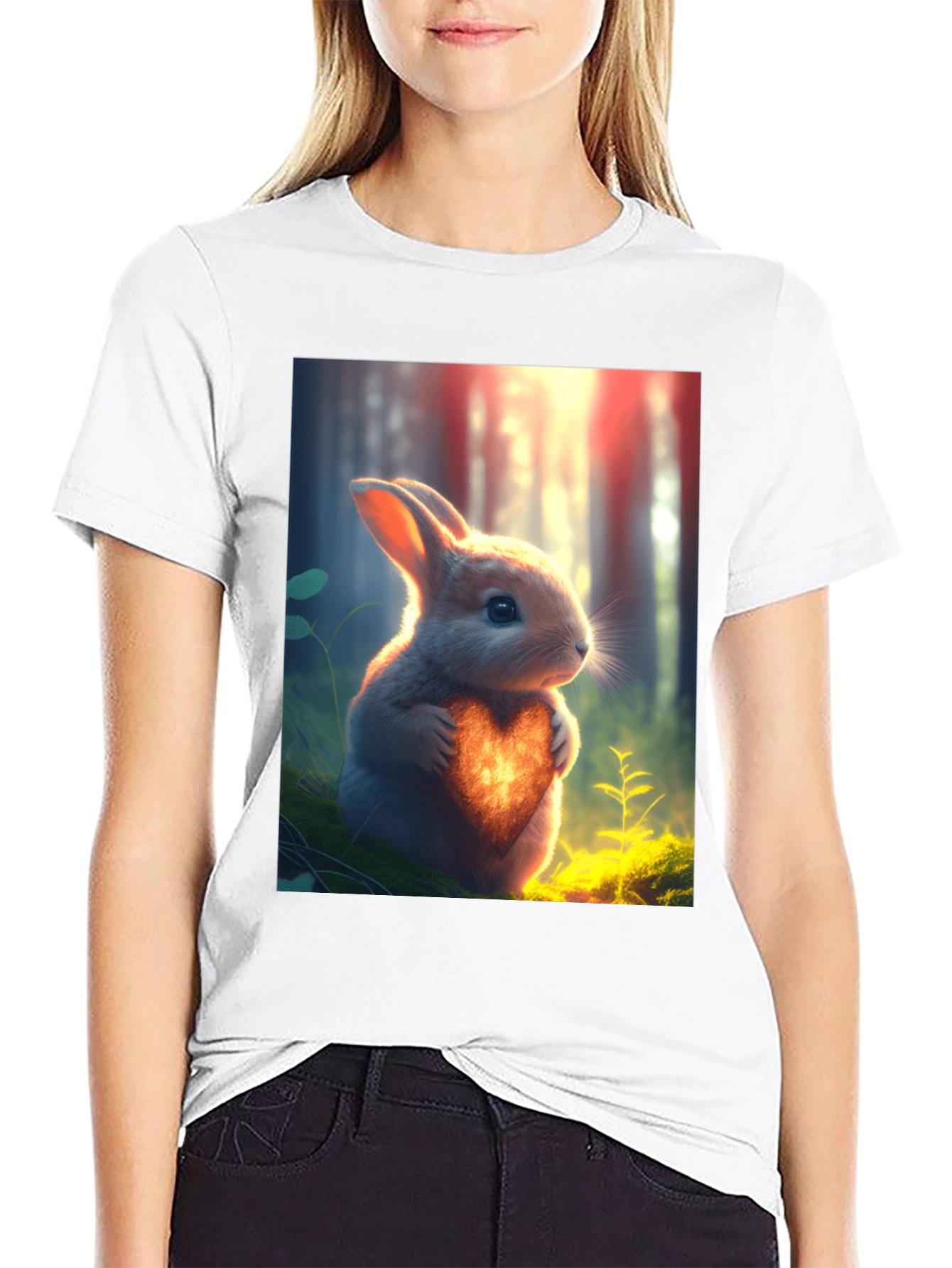 Black Heartfelt Bunny Graphic Tee - Soft Black Cotton view 9