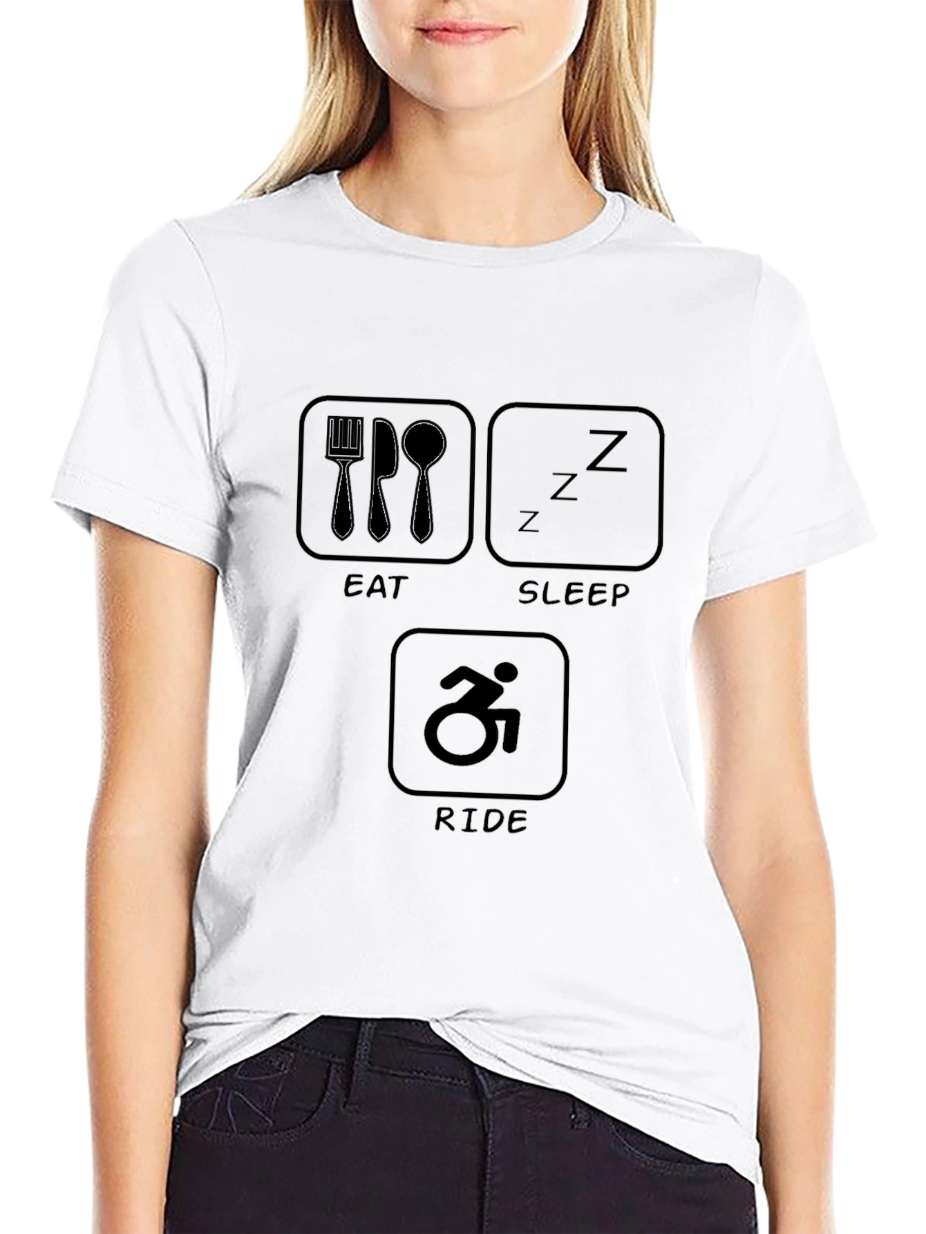 Black Eat Sleep Ride T-Shirt - Sporty Tee view 9