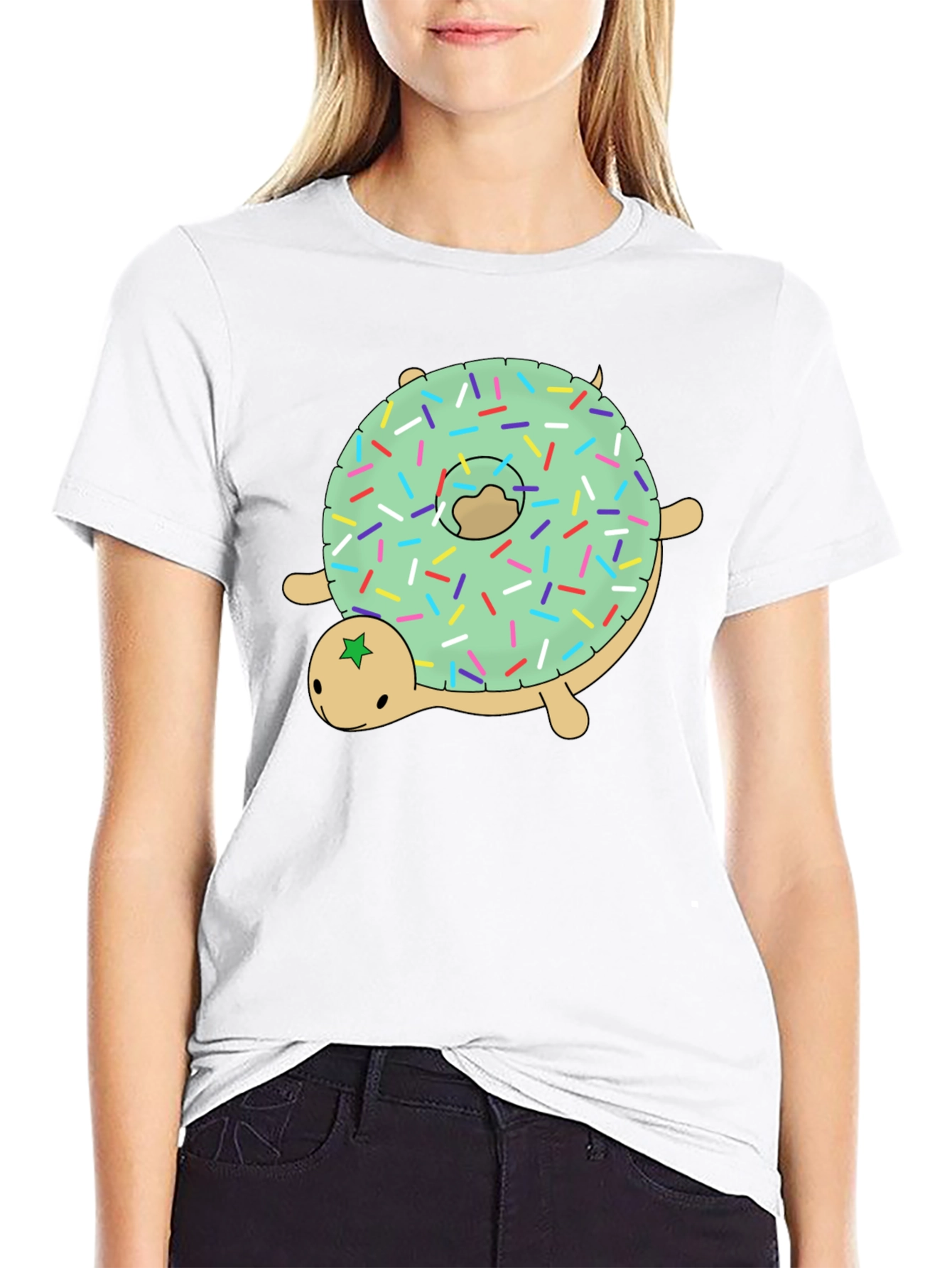 Black Donut Turtle Graphic Tee - Fun Novelty Shirt view 9
