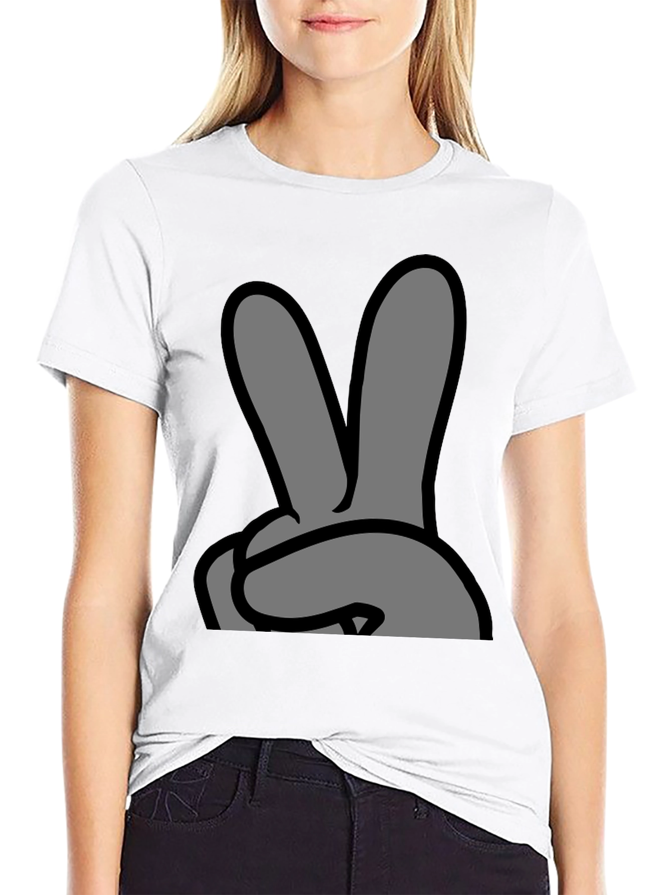 Black Peace Sign Graphic Black T-Shirt view 9