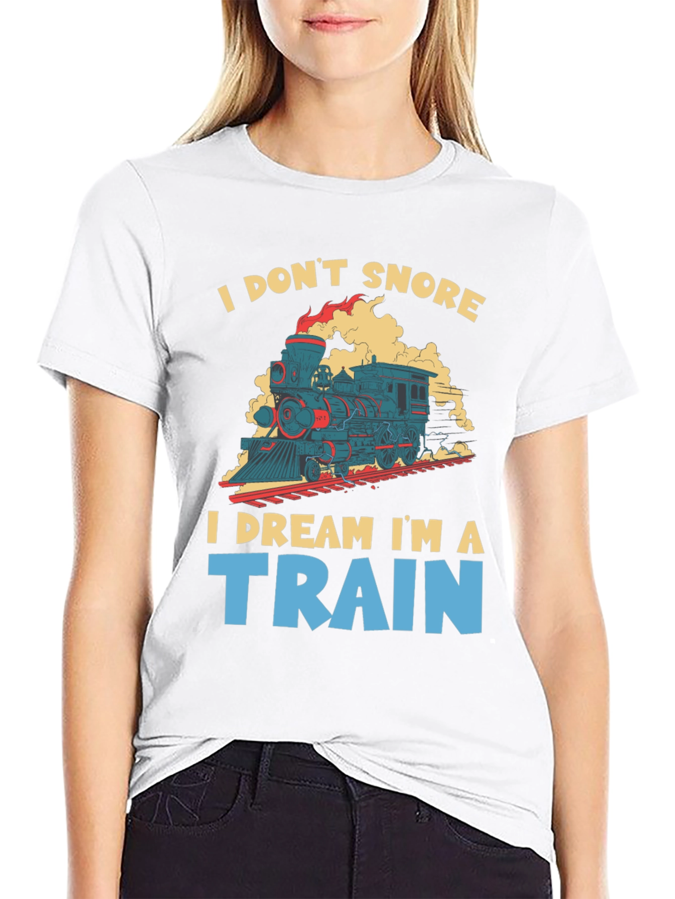 Black I Don't Snore I Dream I'm A Train Graphic Tee view 9