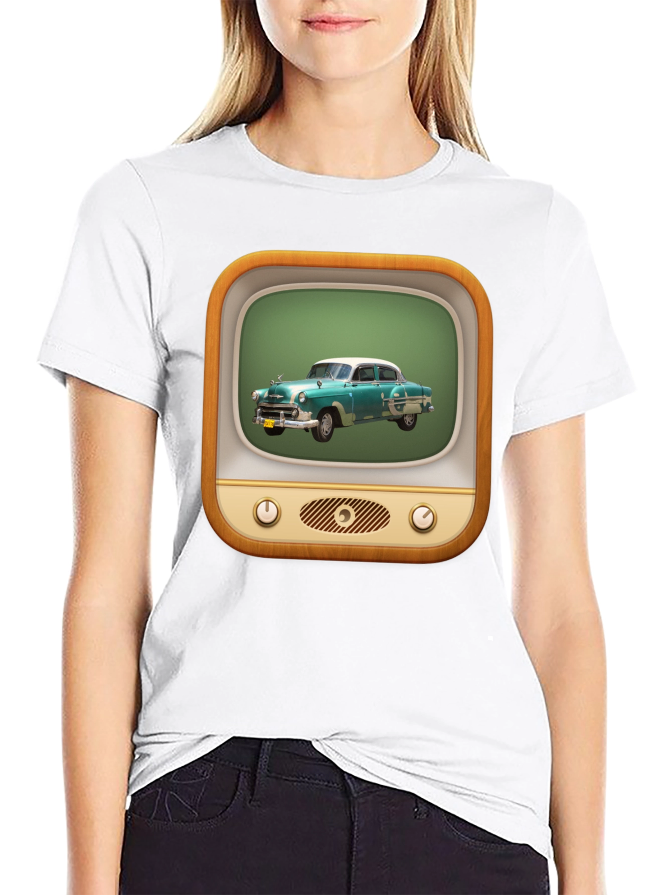 Black Retro Car TV Graphic Black T-Shirt view 9