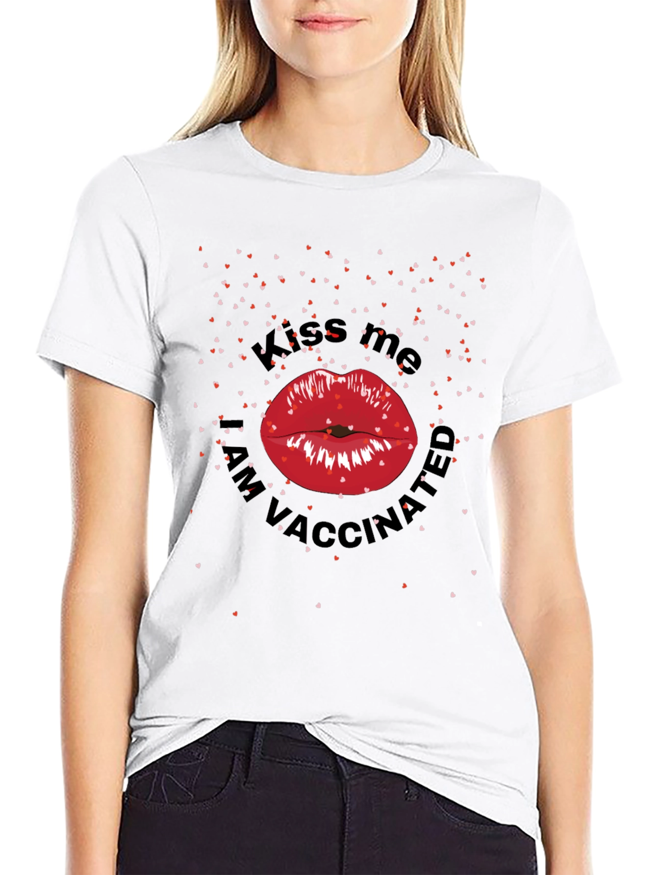 Black Kiss Me I'm Vaccinated T-Shirt view 9