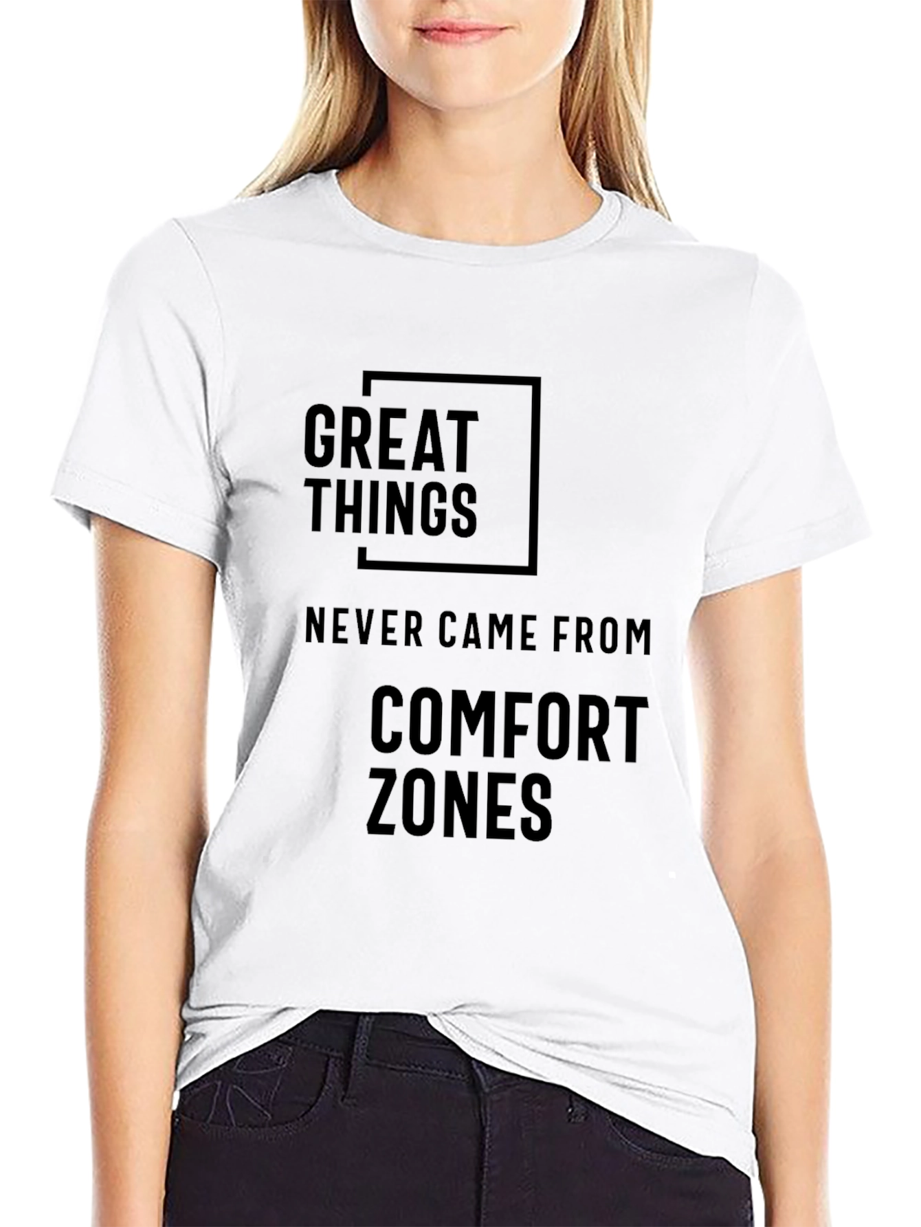 Black Great Things T-Shirt - Comfort Zone Motivational Tee view 9