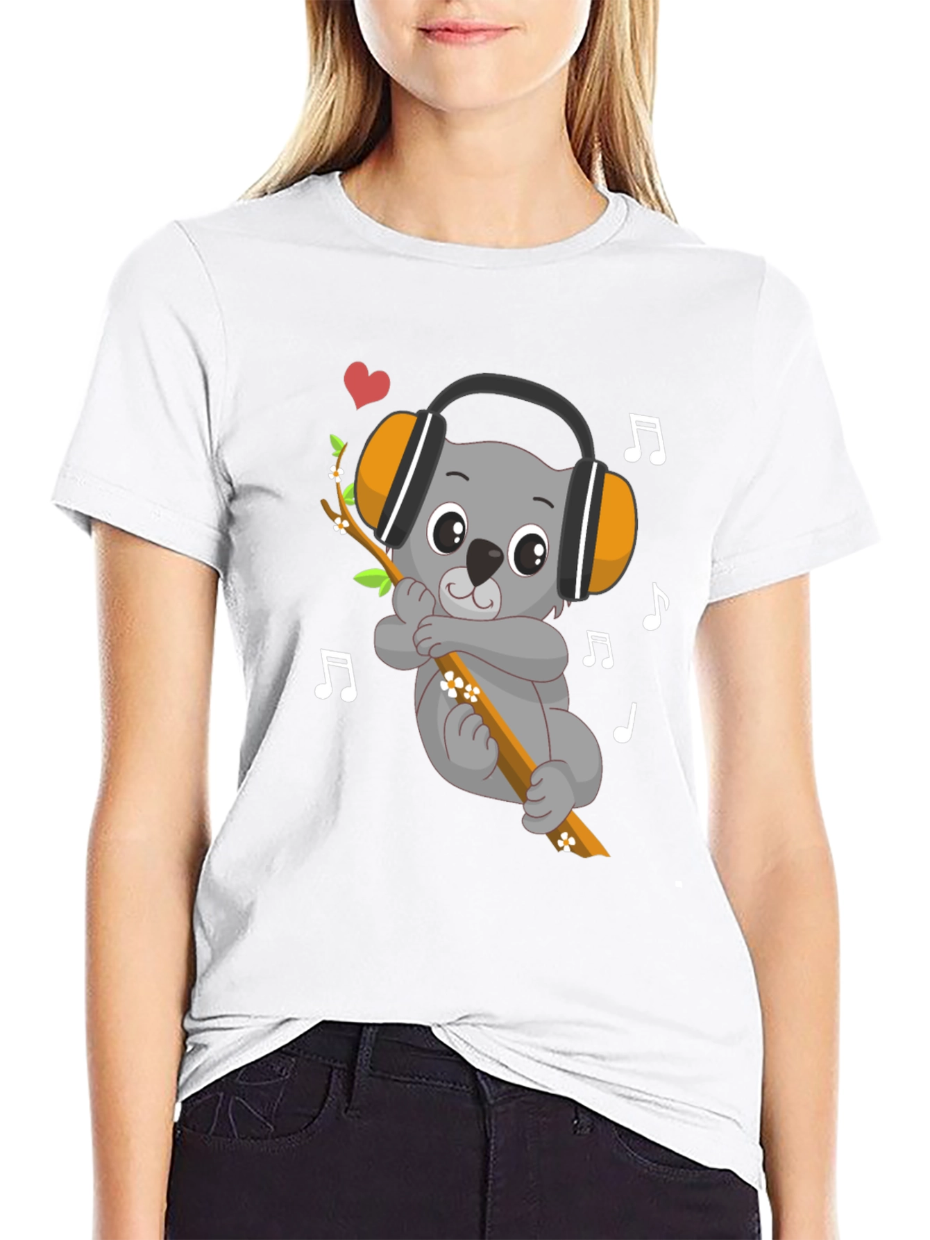 Black Cute Koala Music Lover Graphic Tee view 9