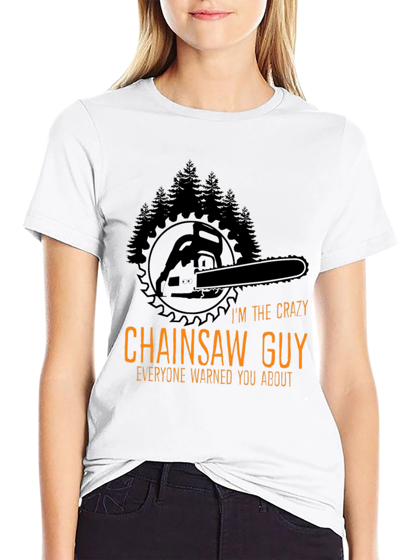 Black Crazy Chainsaw Guy T-Shirt - Lumberjack Style view 9