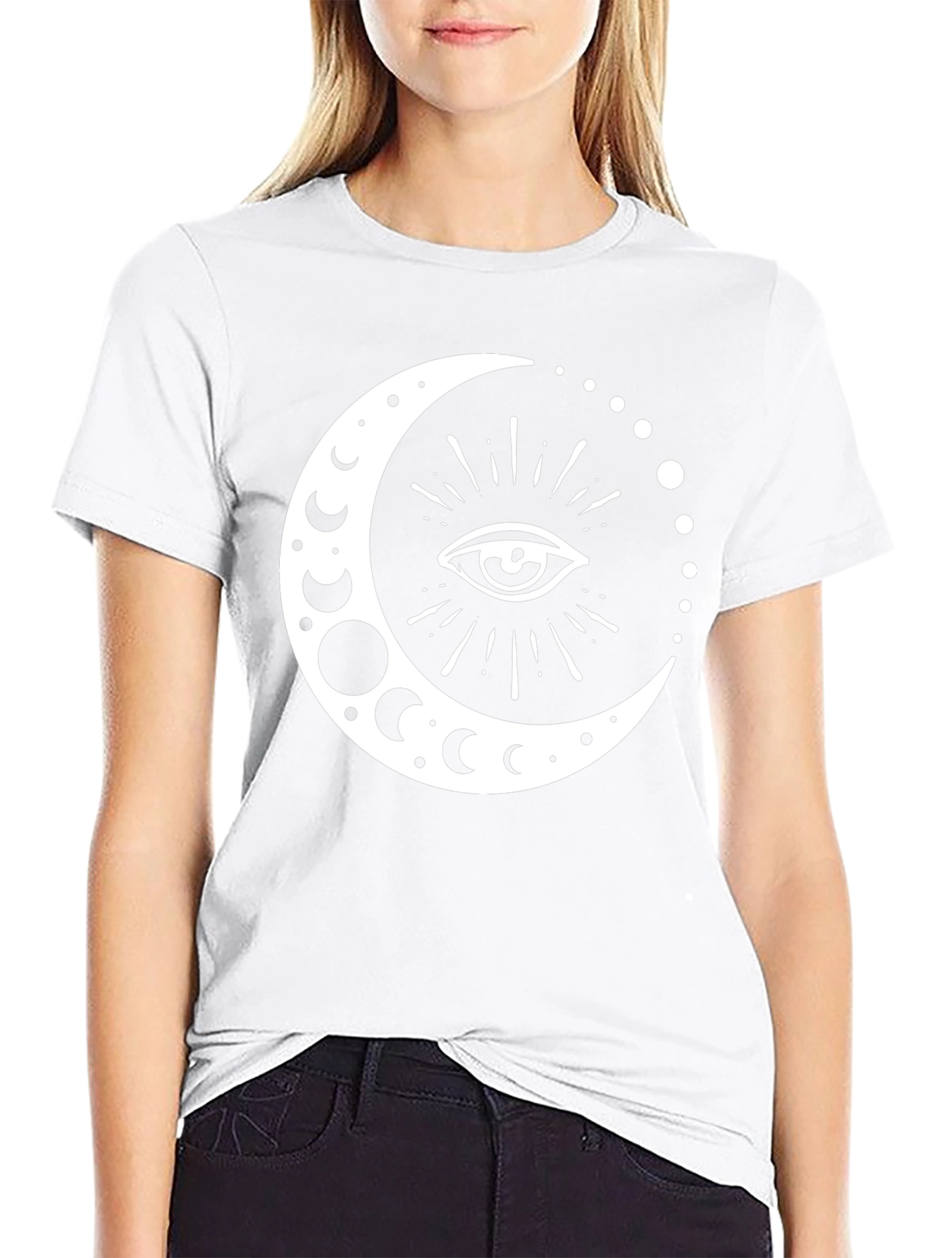 Black Mystic Moon Eye Graphic T-Shirt - Black Cotton view 9