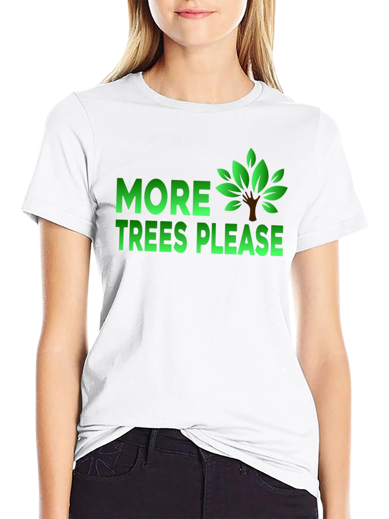 Black More Trees Please Graphic T-Shirt view 9